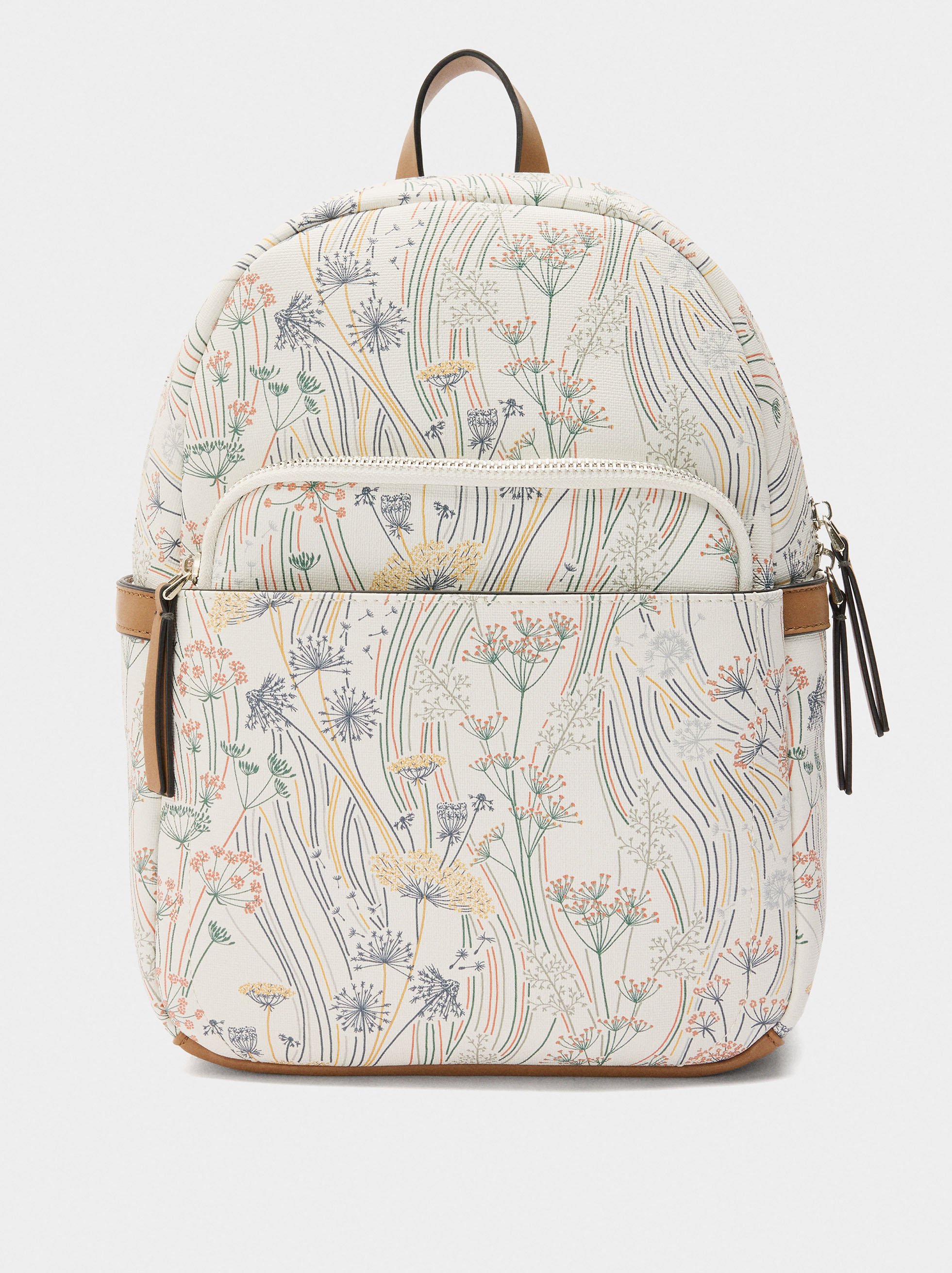 Printed floral backpack image number 0.0