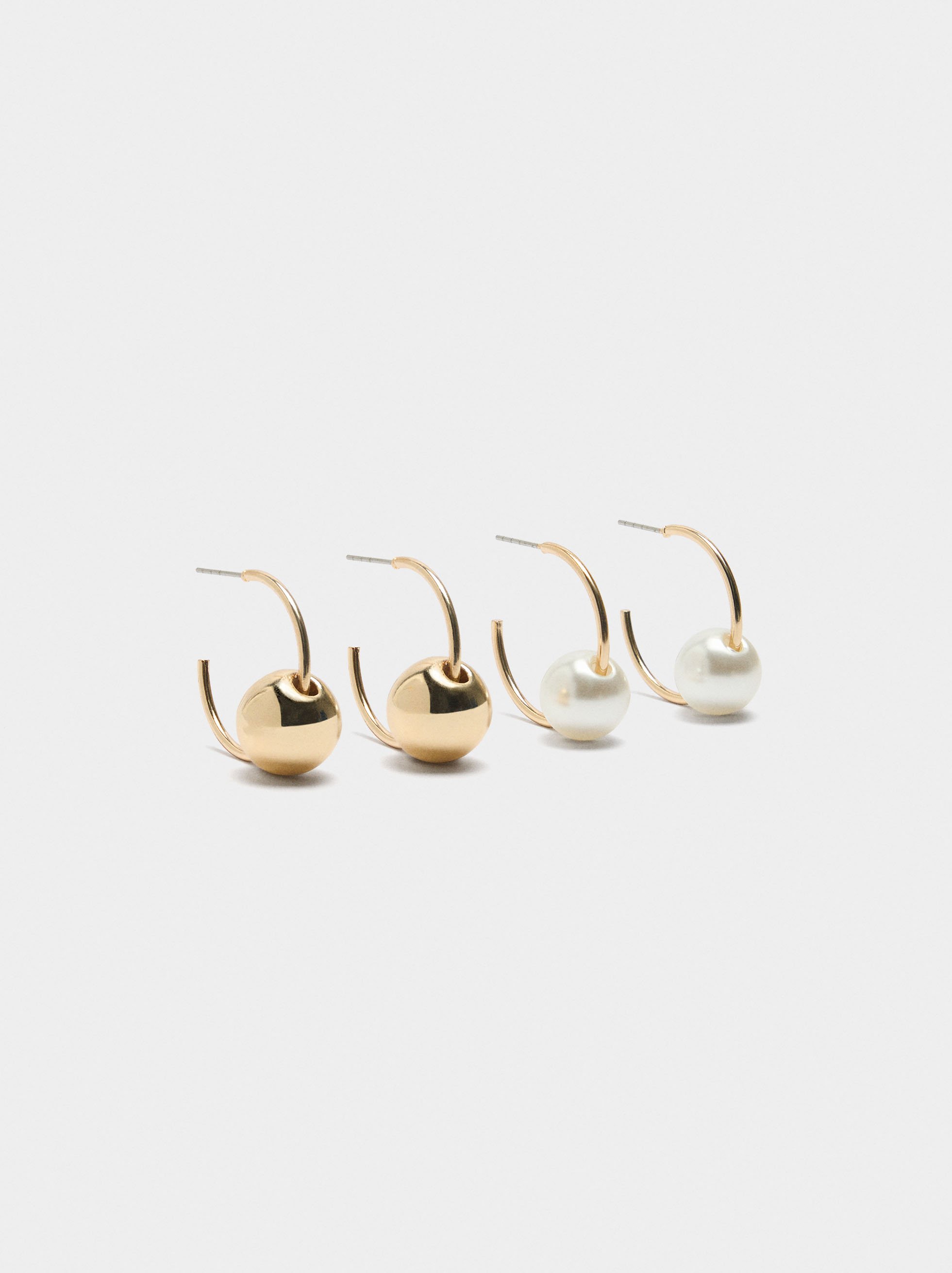 Set of hoop earrings with spheres and pearls image number 0.0