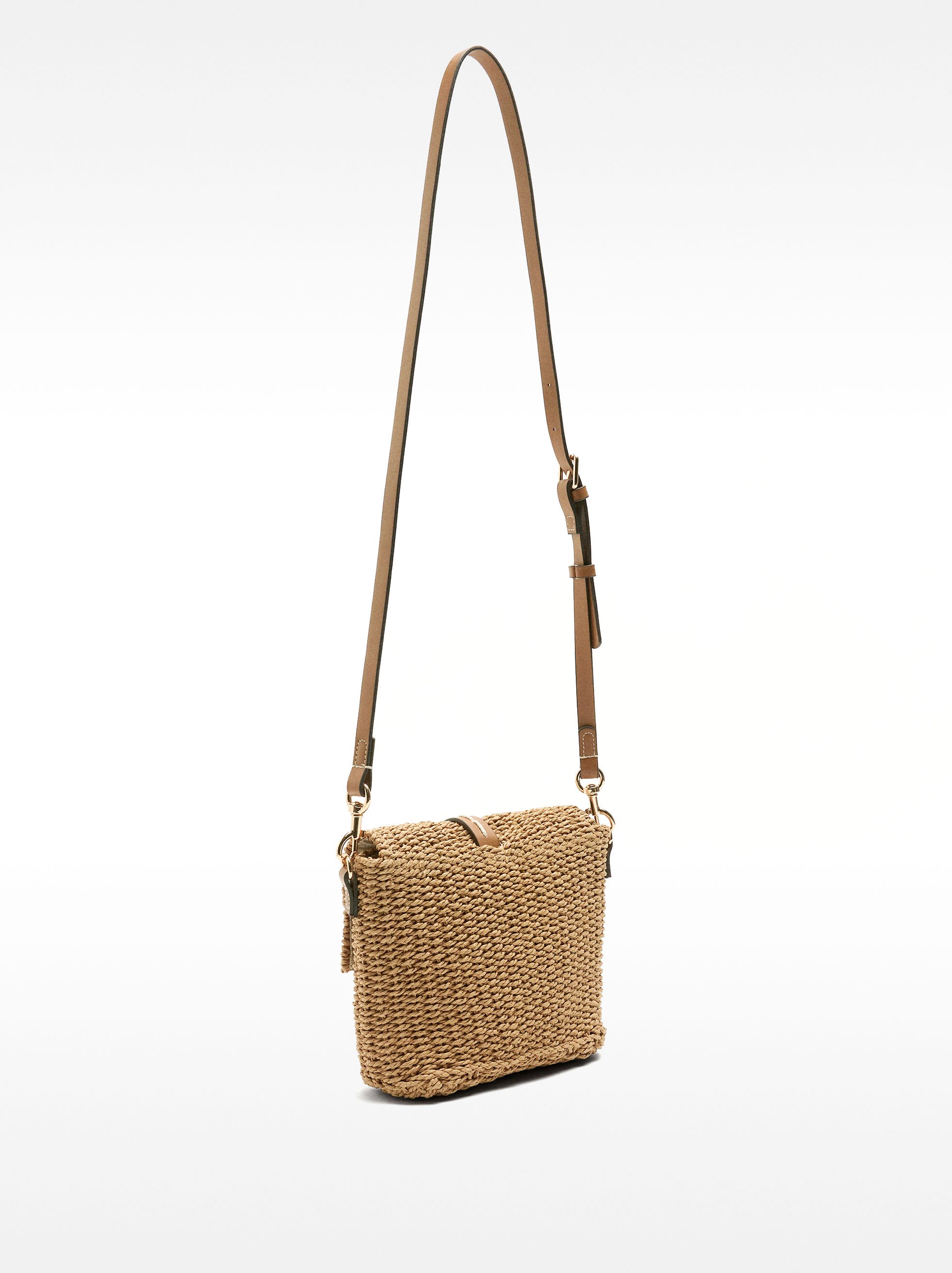 Raffia crossbody bag with flap image number 3.0