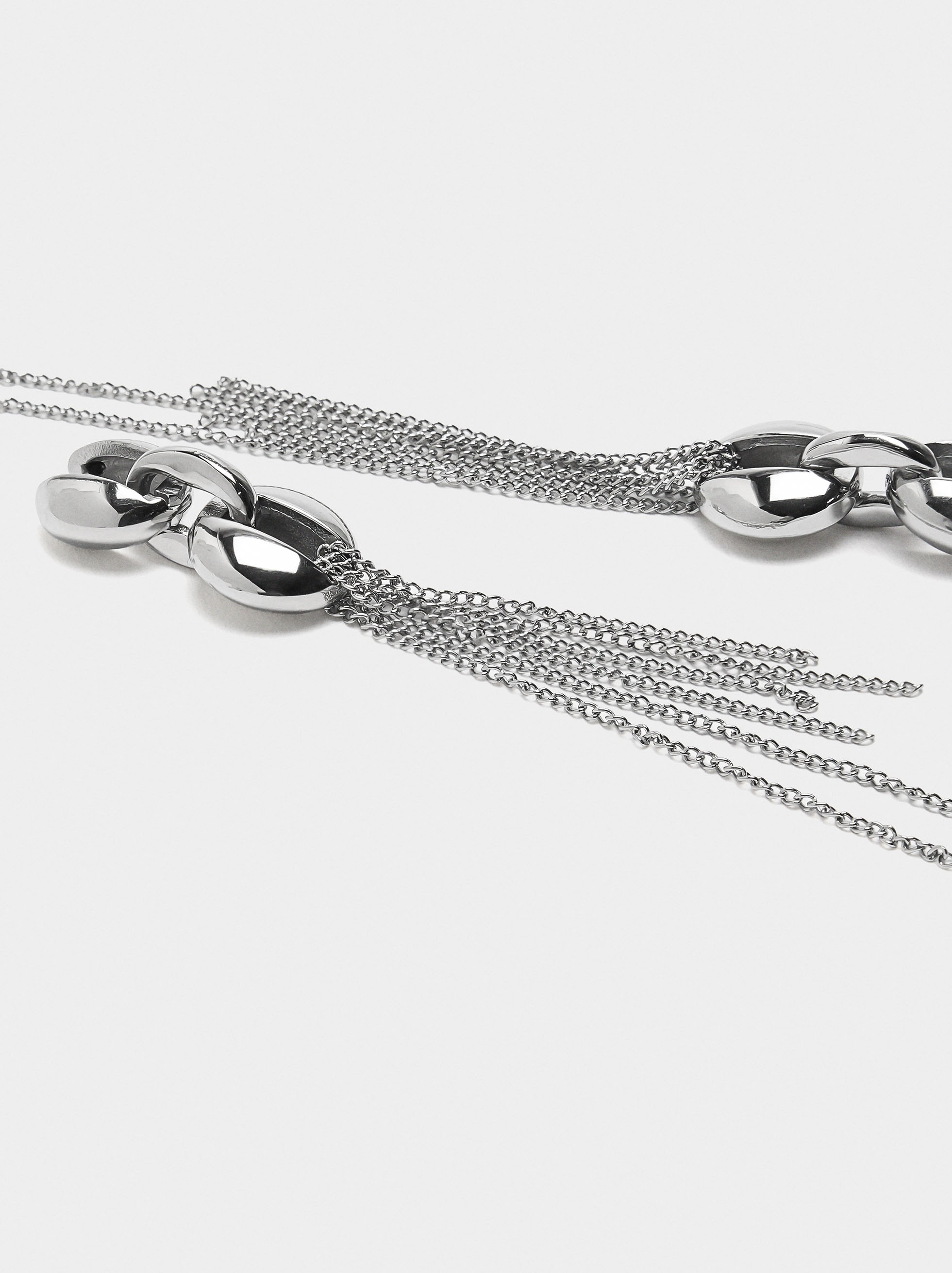 Long earrings with chains - stainless steel image number 1.0