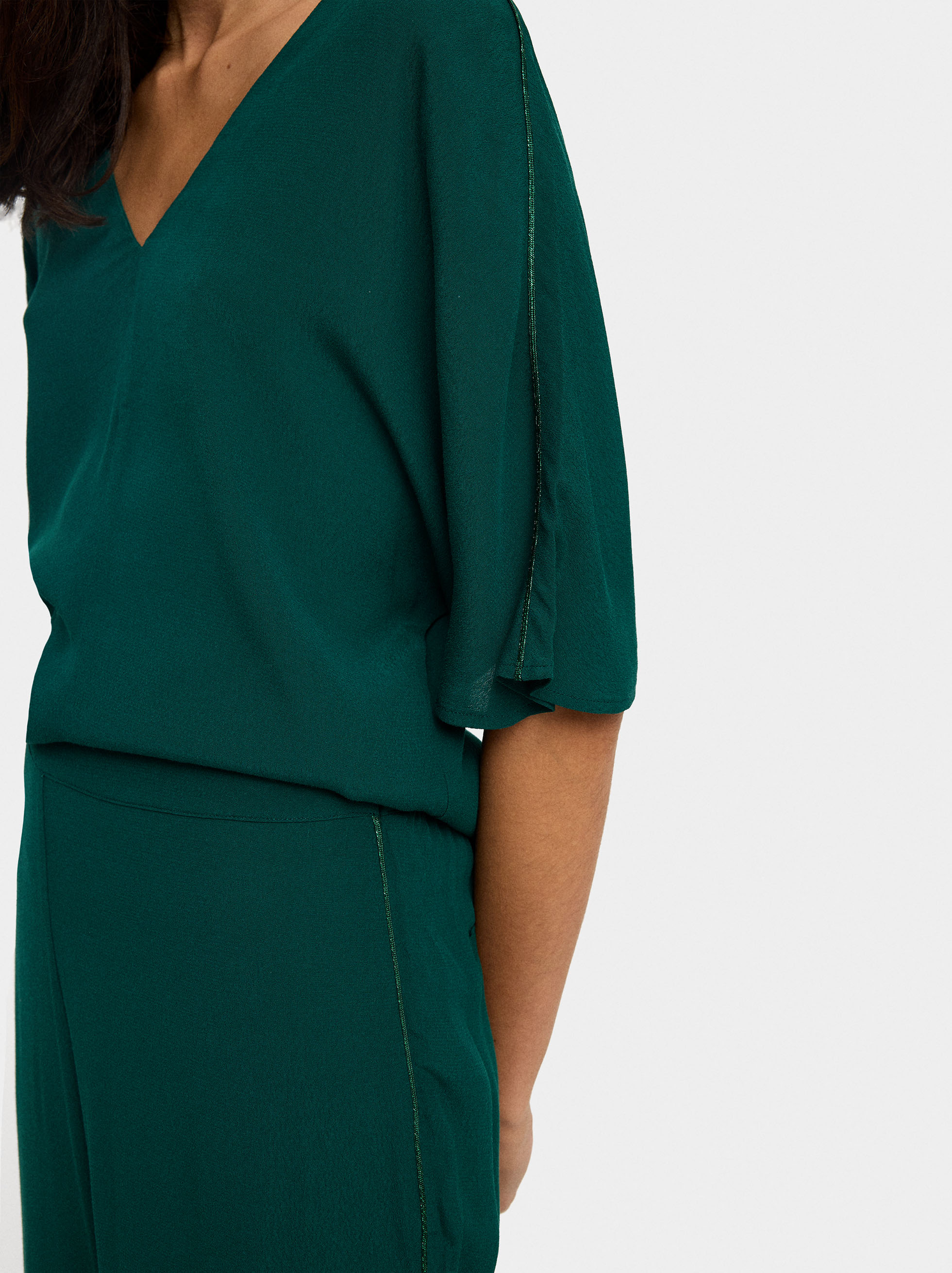 Long blouse with shiny detail image number 4.0