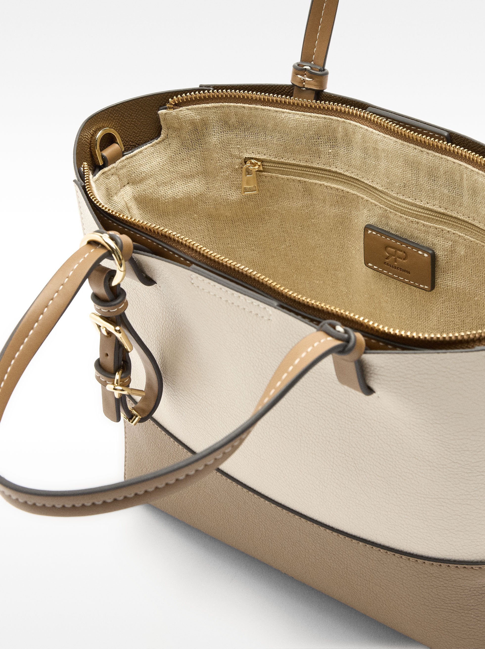 Color block tote bag image number 4.0