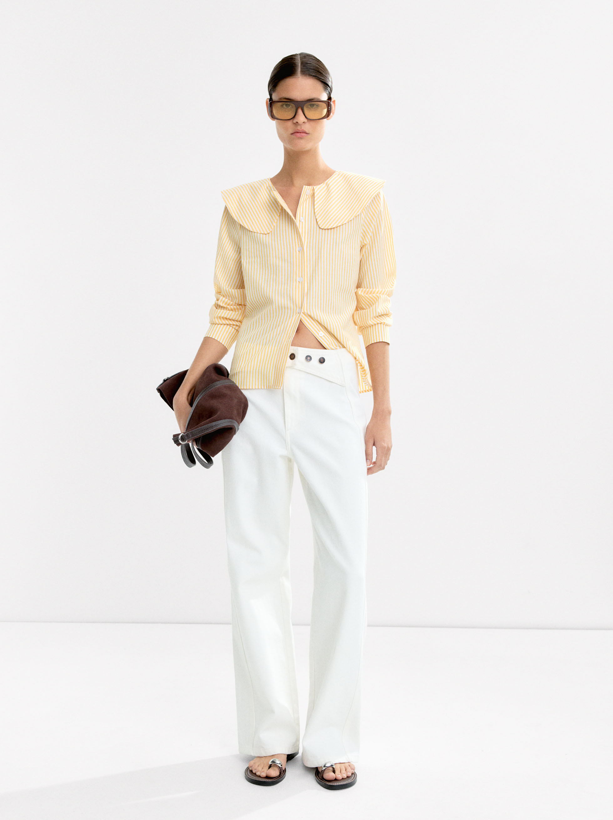 Camicia a righe con colletto da bambino image number 0.0