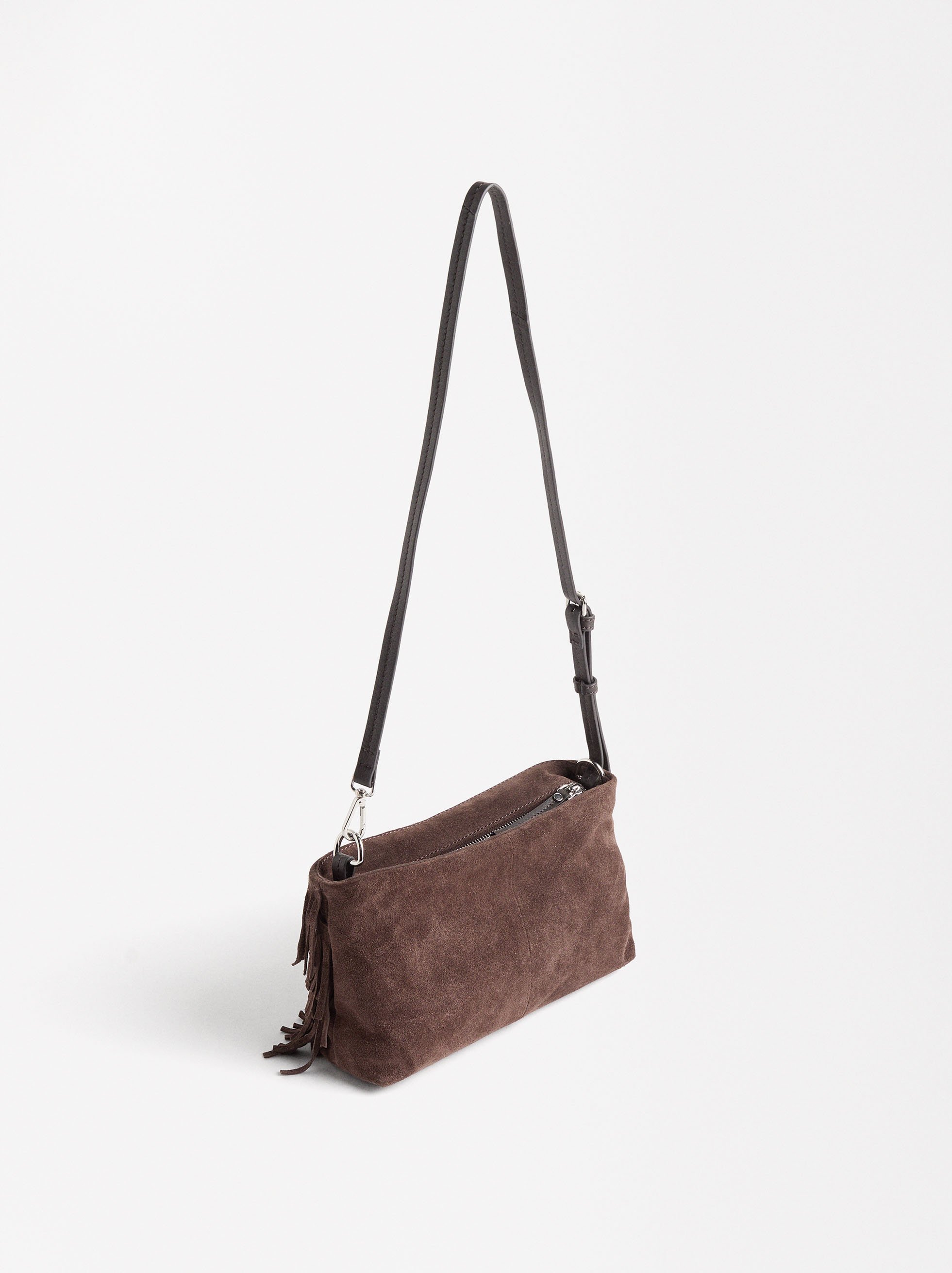 Borsa a spalla in pelle con frange image number 3.0