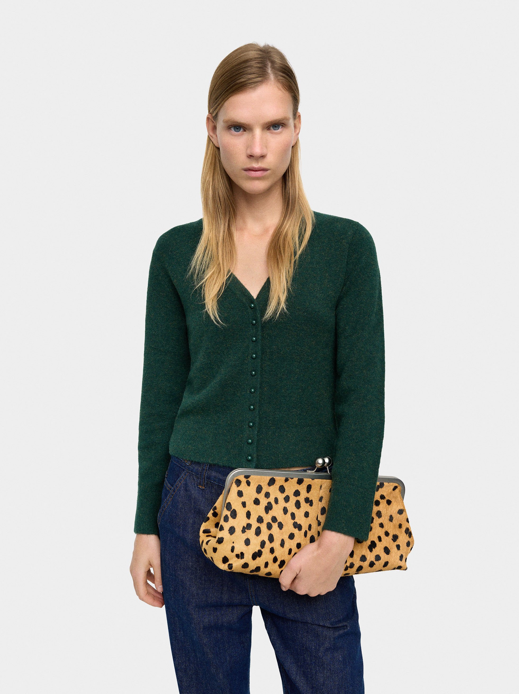 Cardigan en maille col en V image number 0.0