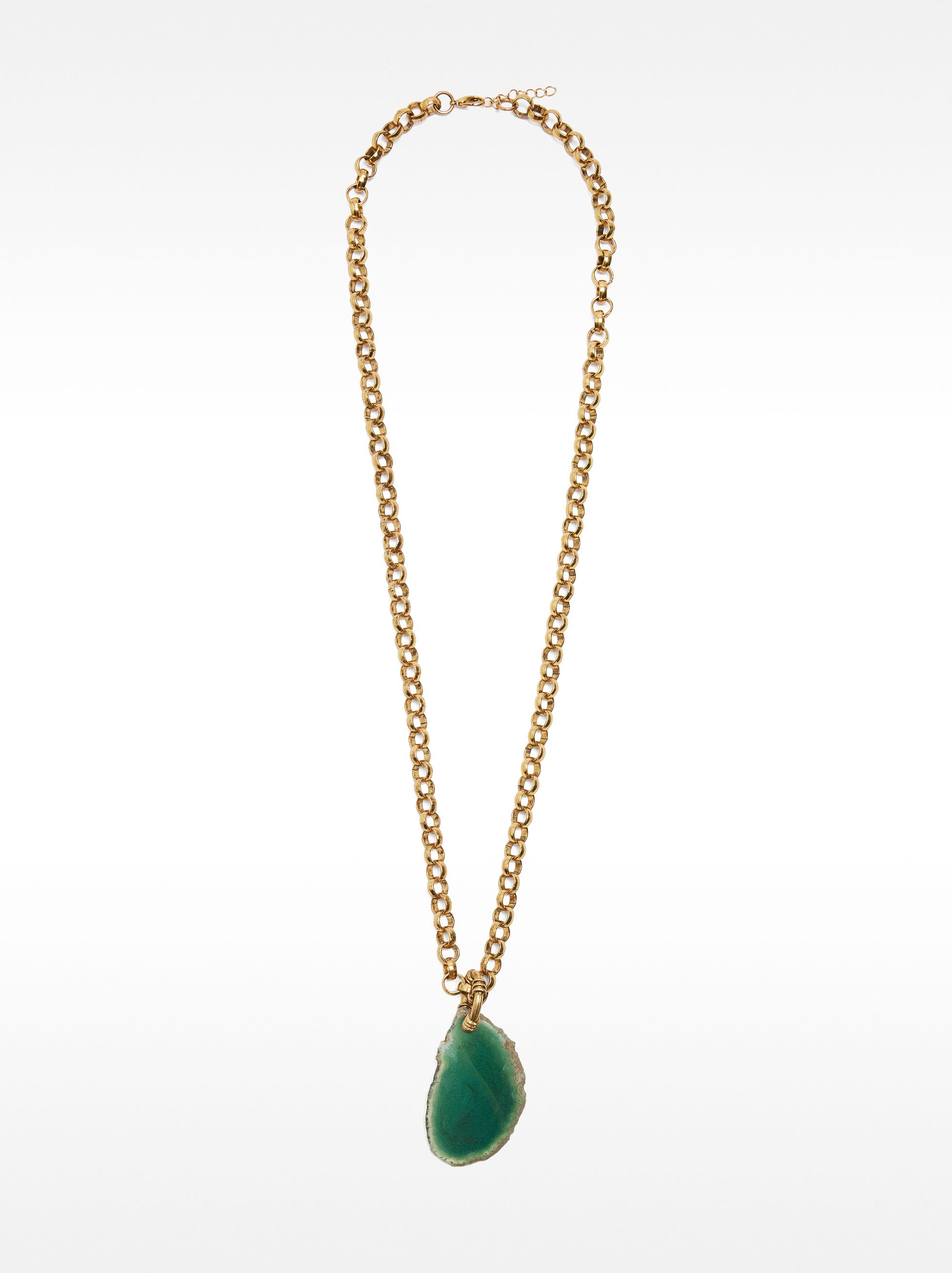 Collier long en maillons avec pendentif en pierre image number 1.0