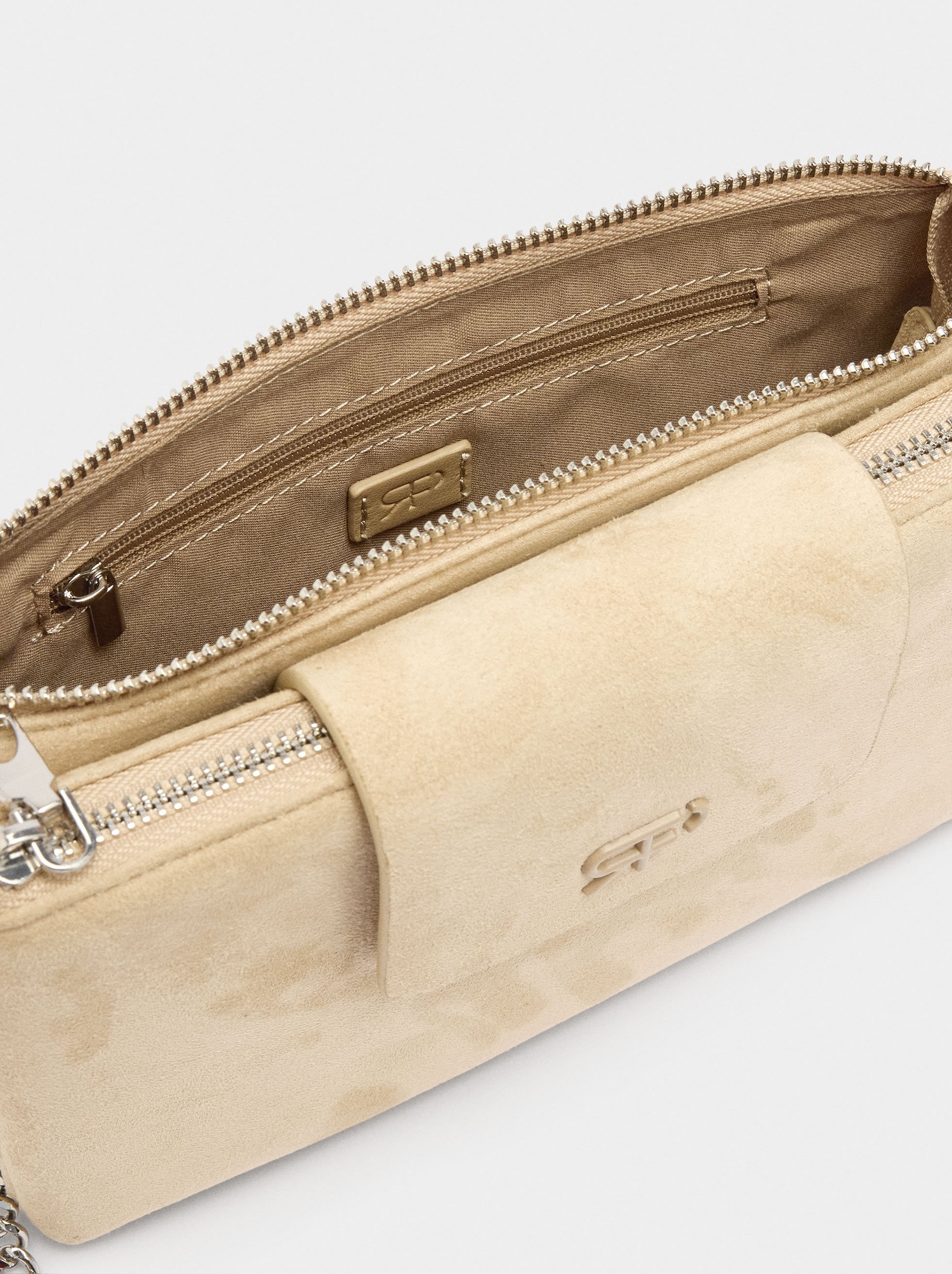 Sac bandoulière double en effet cuir image number 3.0