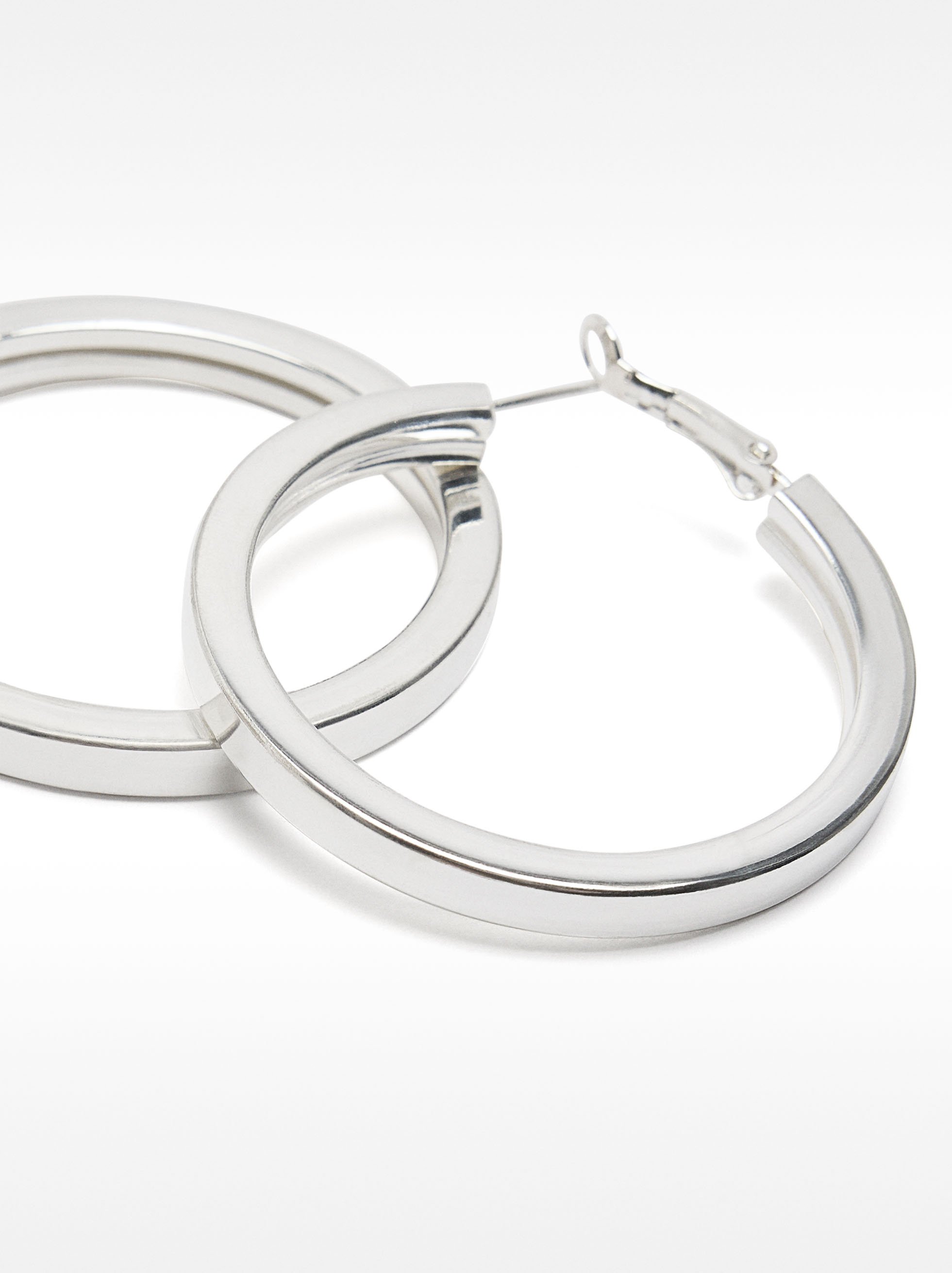 Medium silver-plated hoop earrings image number 2.0