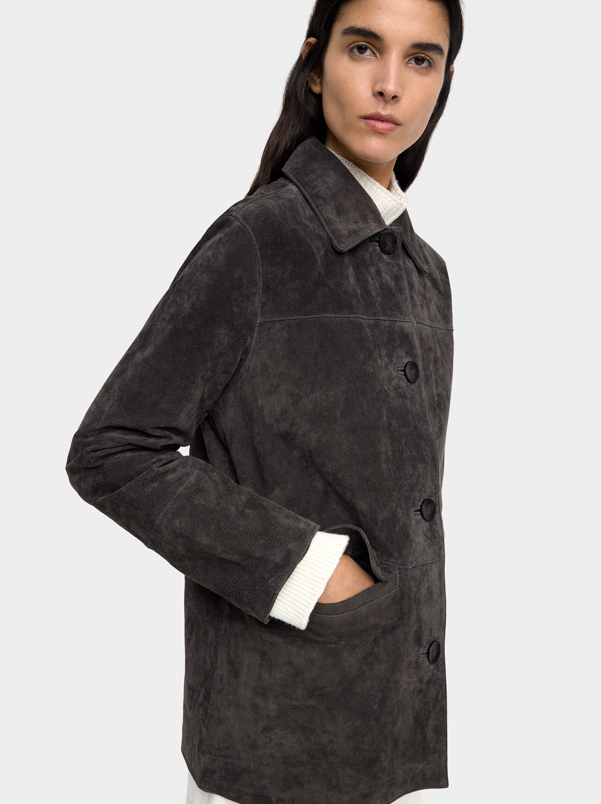 Leather jacket with buttons image number 4.0