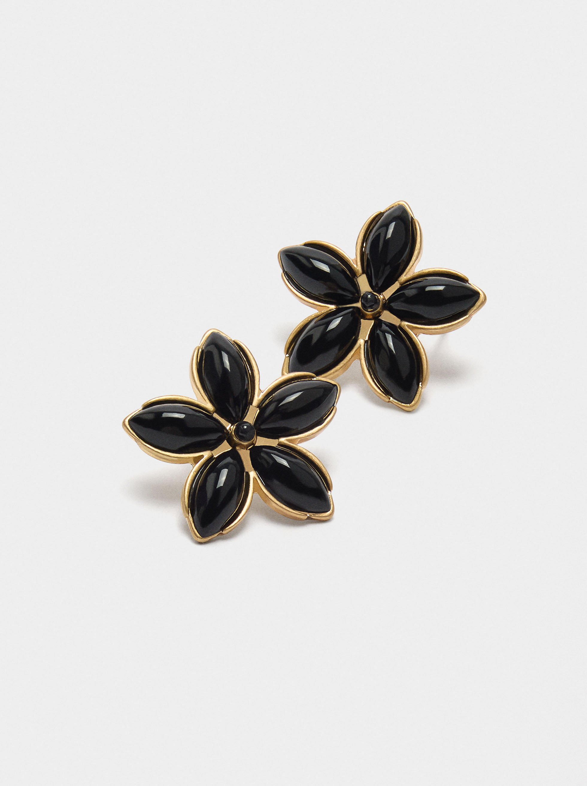 Flower earrings with resin image number 1.0