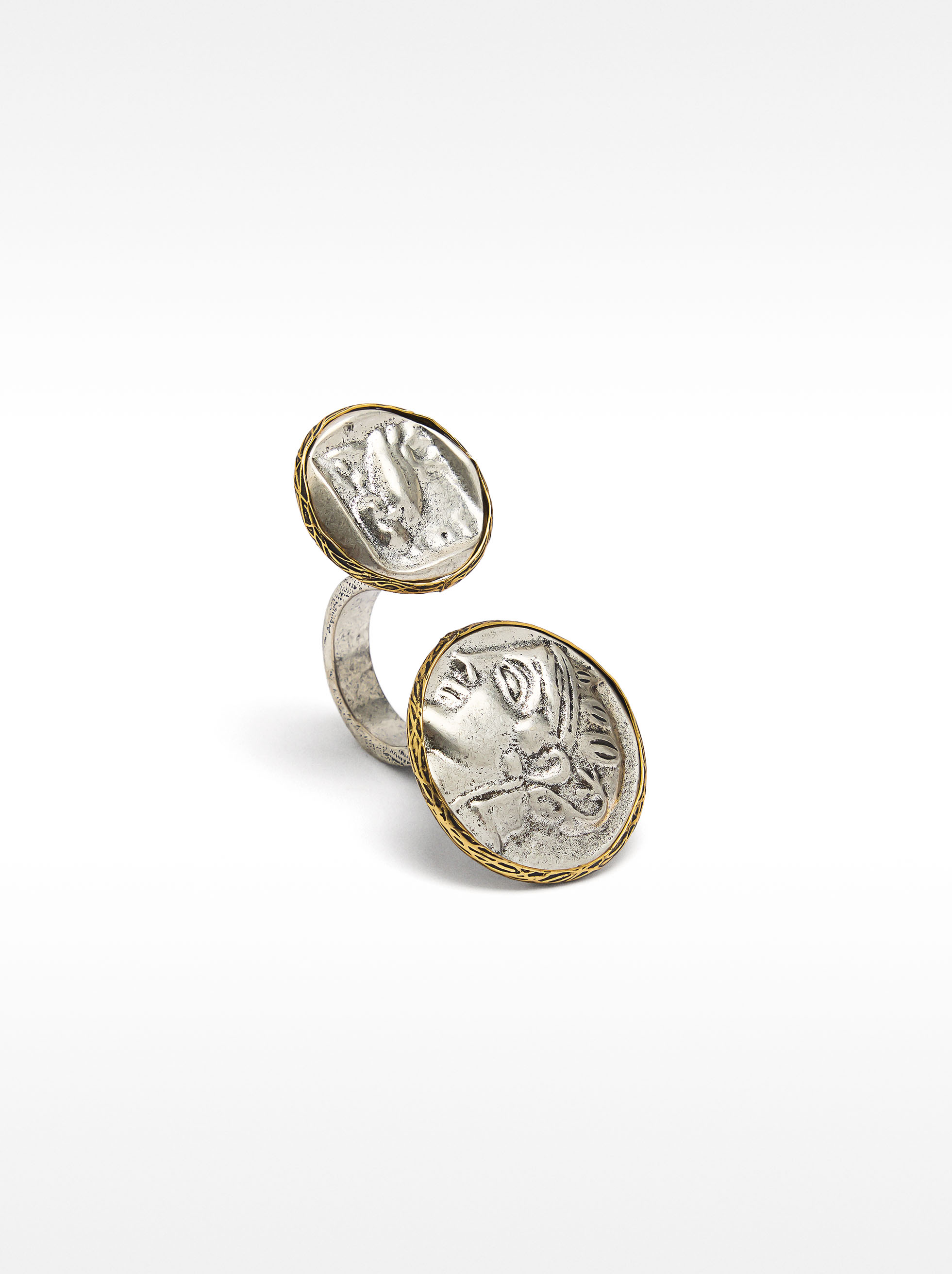 Double medal ring with aged effect image number 2.0
