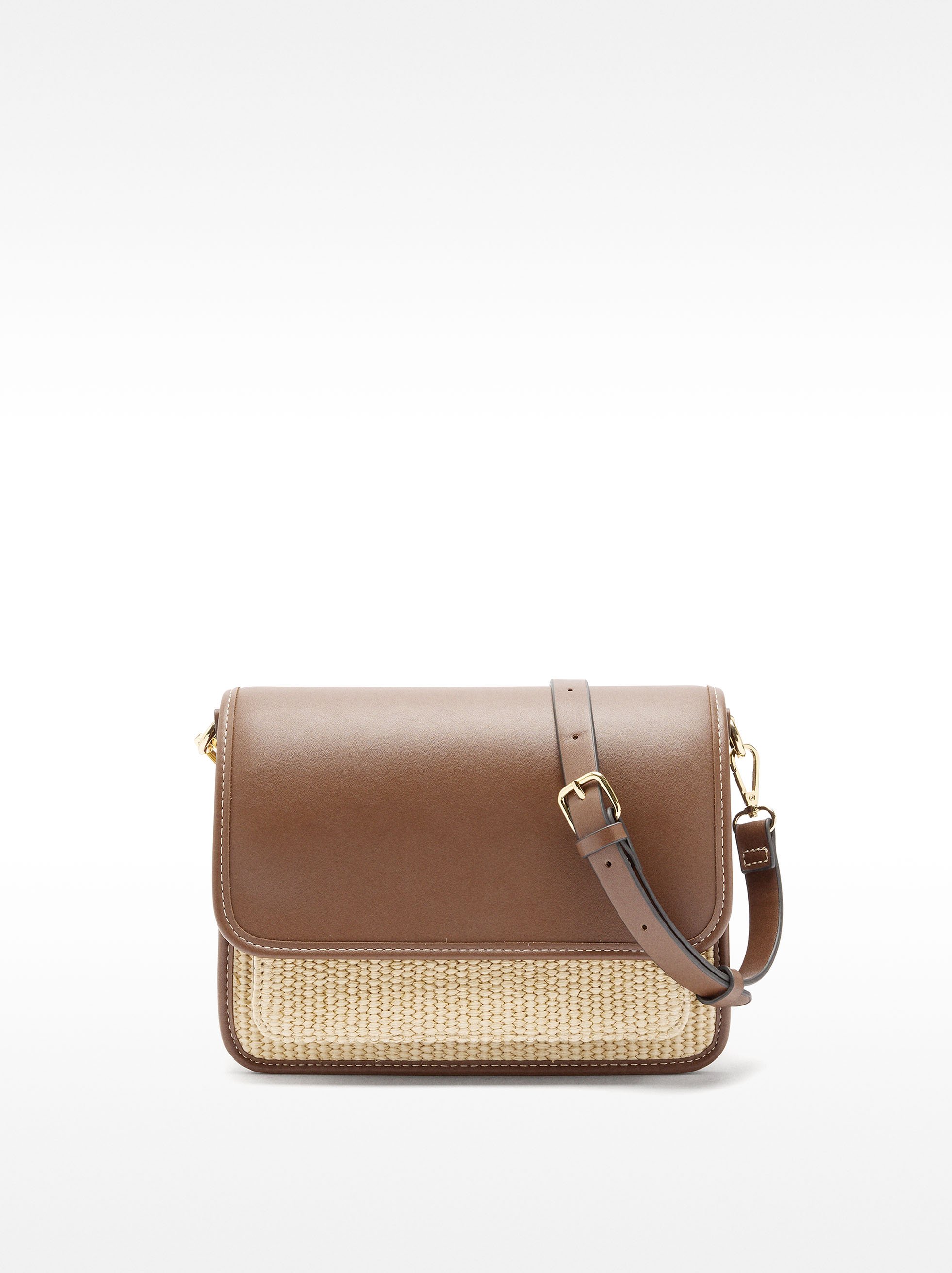 Crossbody bag with straw effect and flap image number 0.0