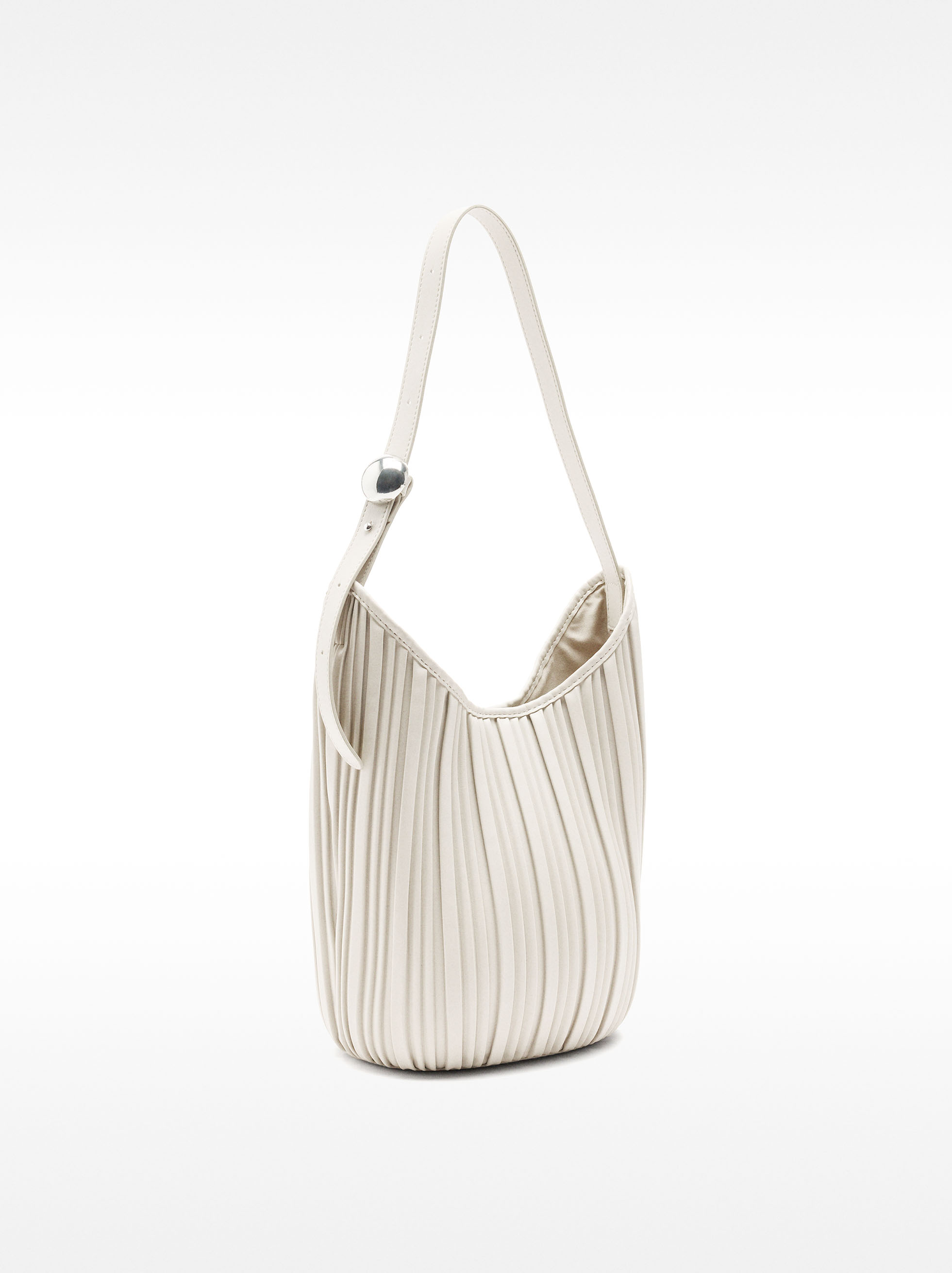 Pleated shoulder bag with removable pouch image number 3.0