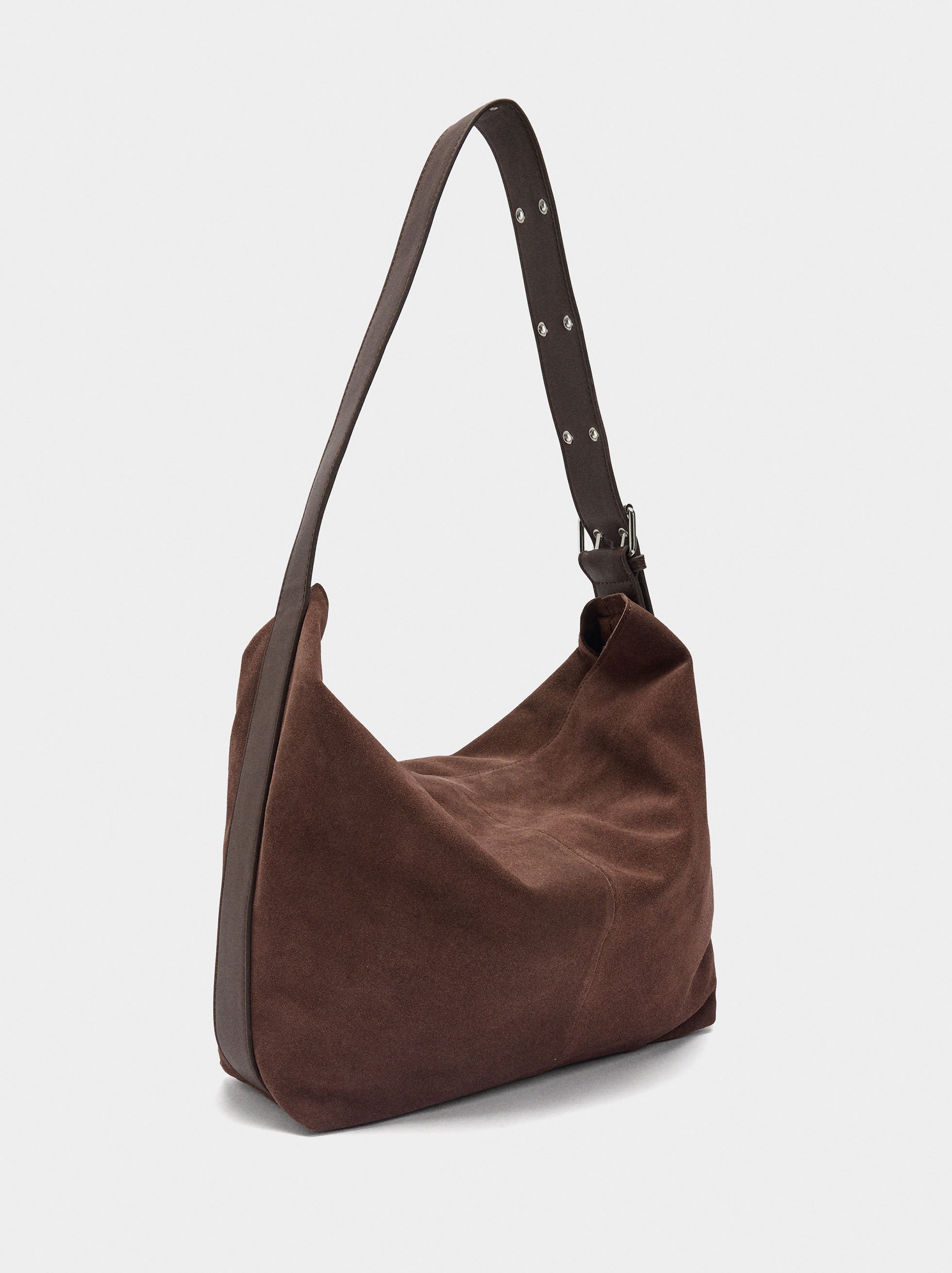 Sac à épaule en cuir suédé L image number 2.0