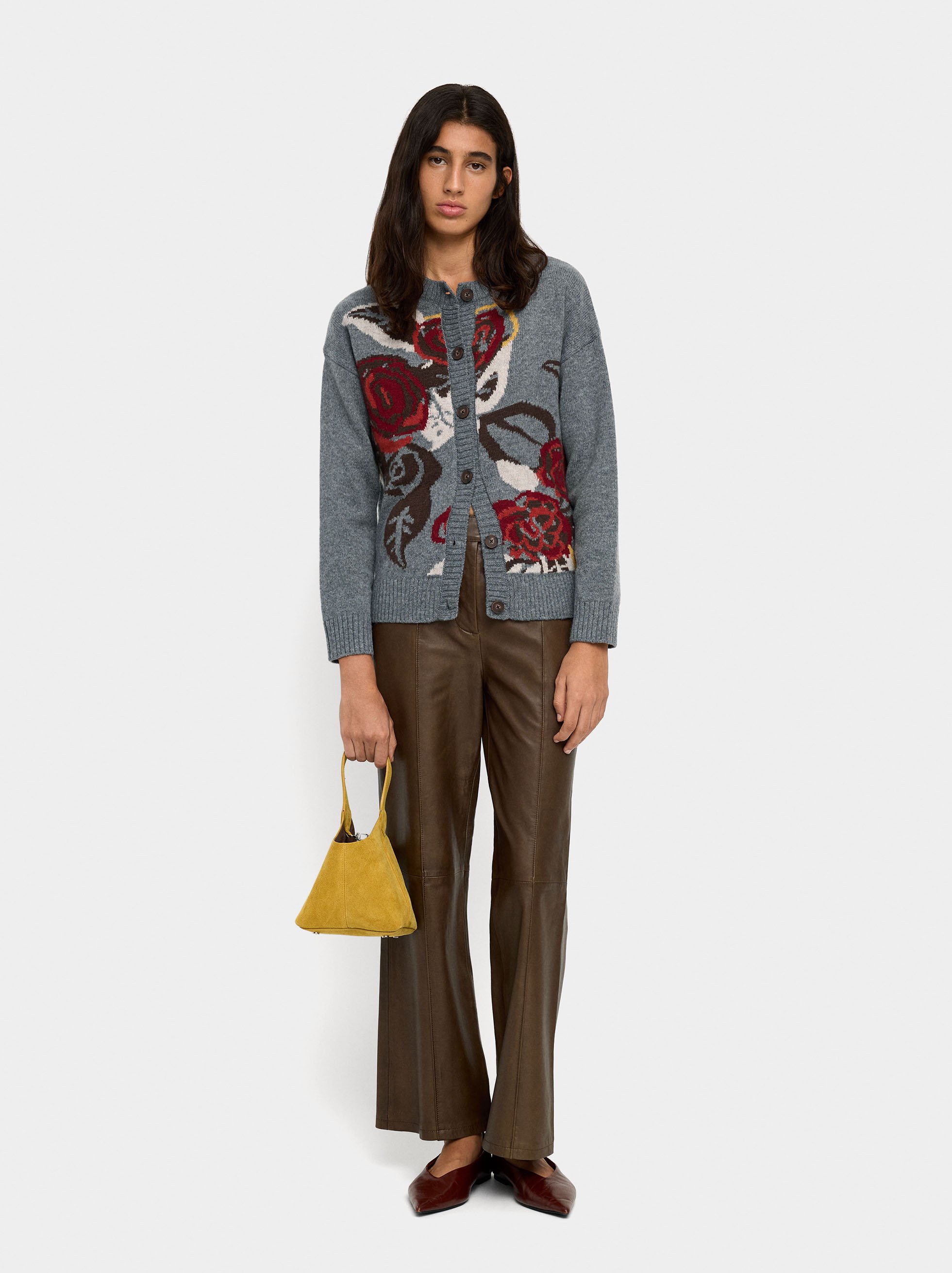 Cardigan en maille jacquard floral image number 3.0