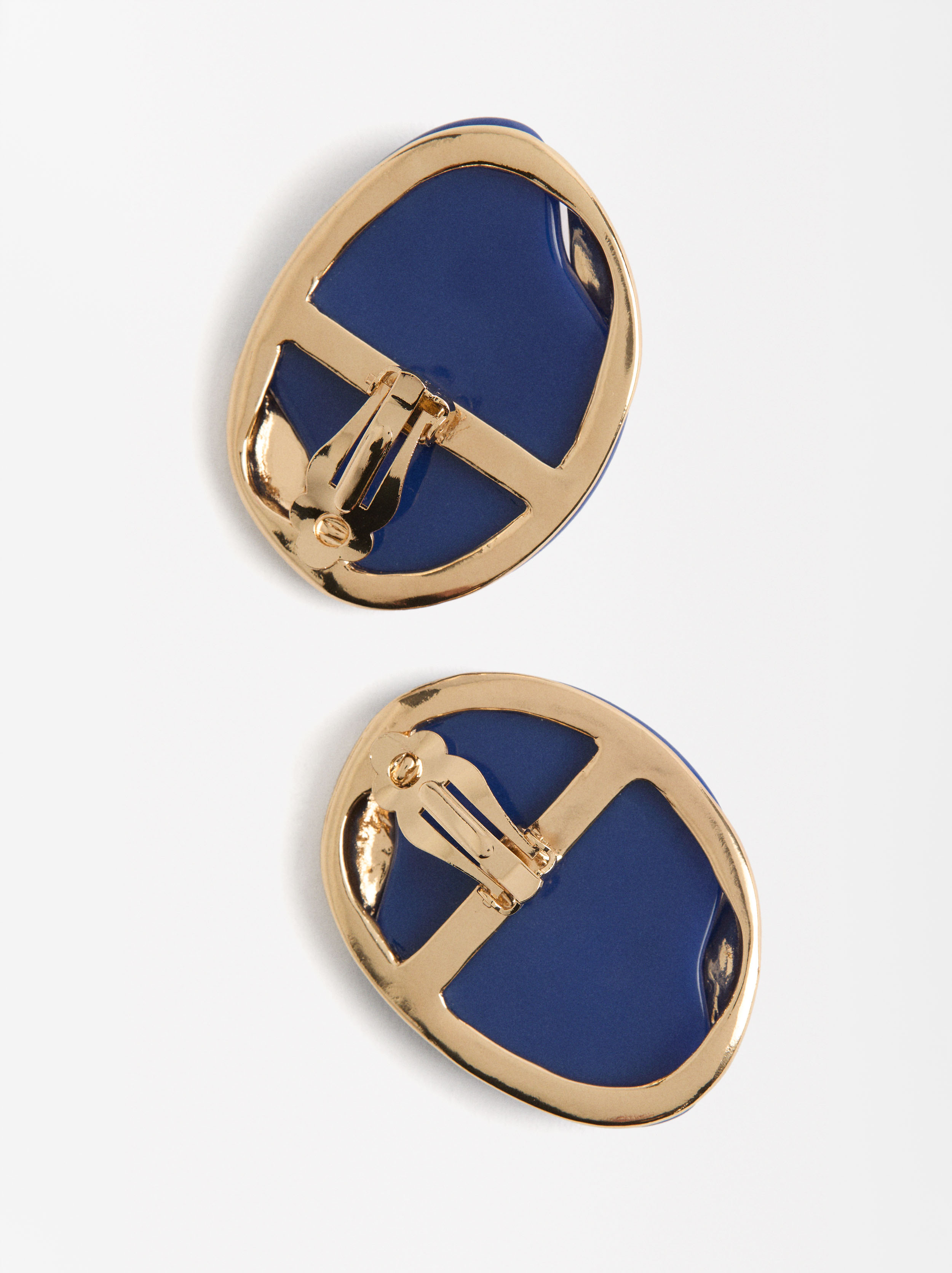 Oval earrings with metallic details image number 2.0