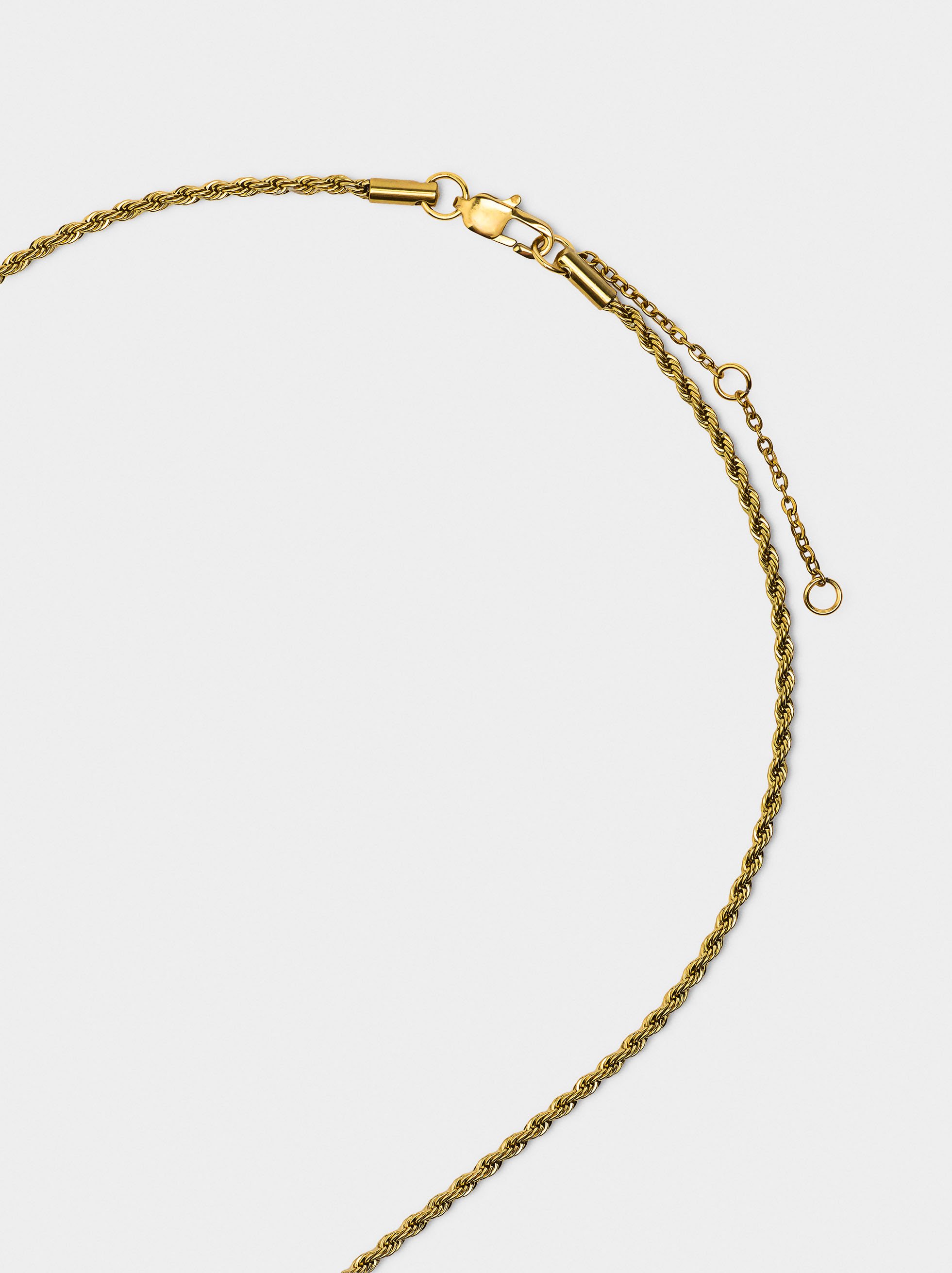 Necklace with stone and freshwater pearl – stainless steel image number 3.0