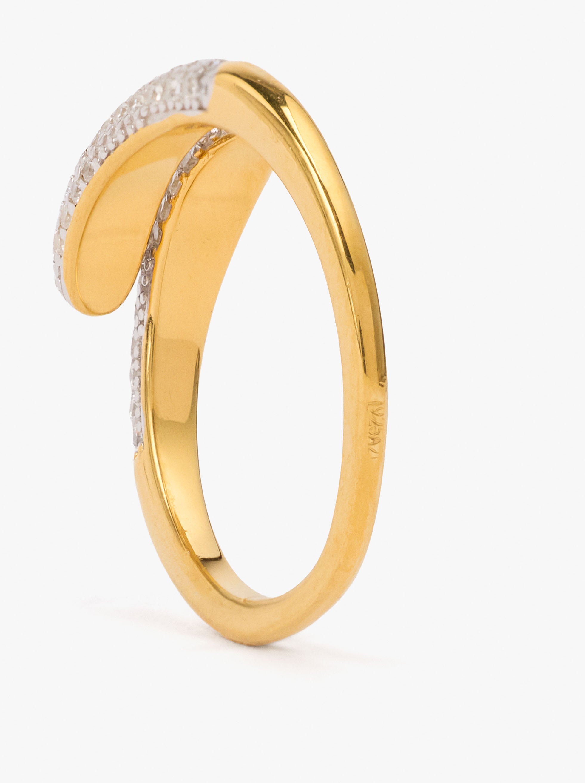 Crossed ring with zirconias - 925 sterling silver image number 3.0