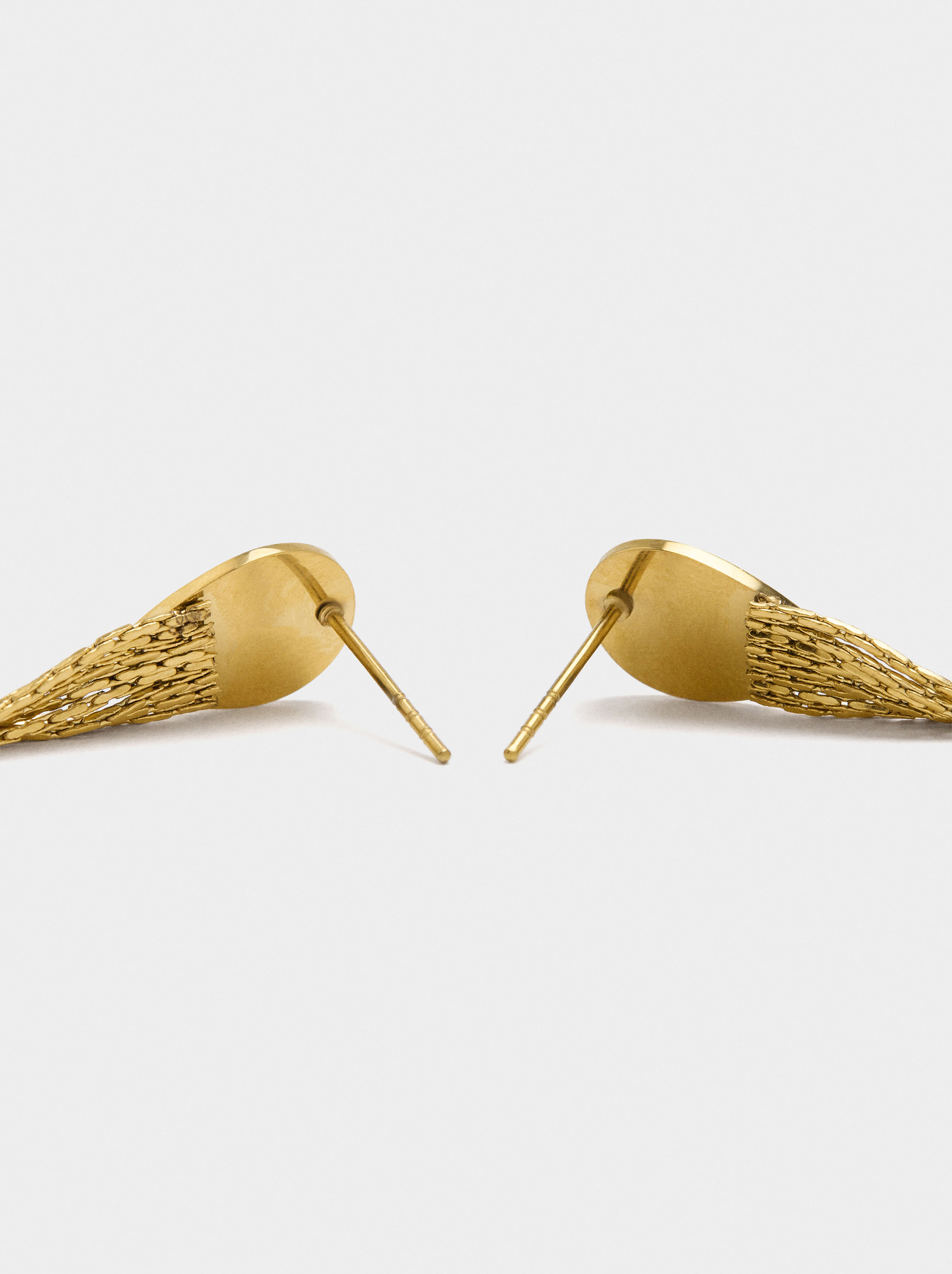 Long earrings with oval base - stainless steel image number 2.0