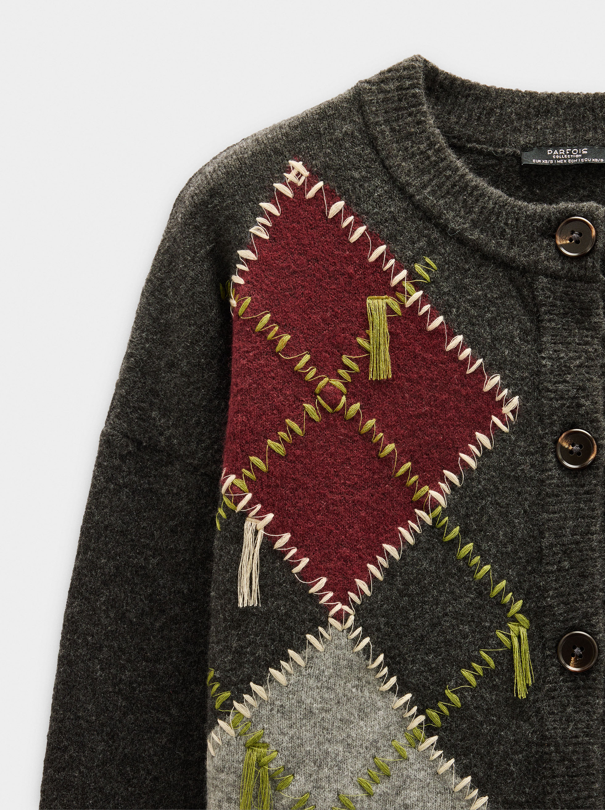Knitted cardigan with argyle pattern image number 5.0
