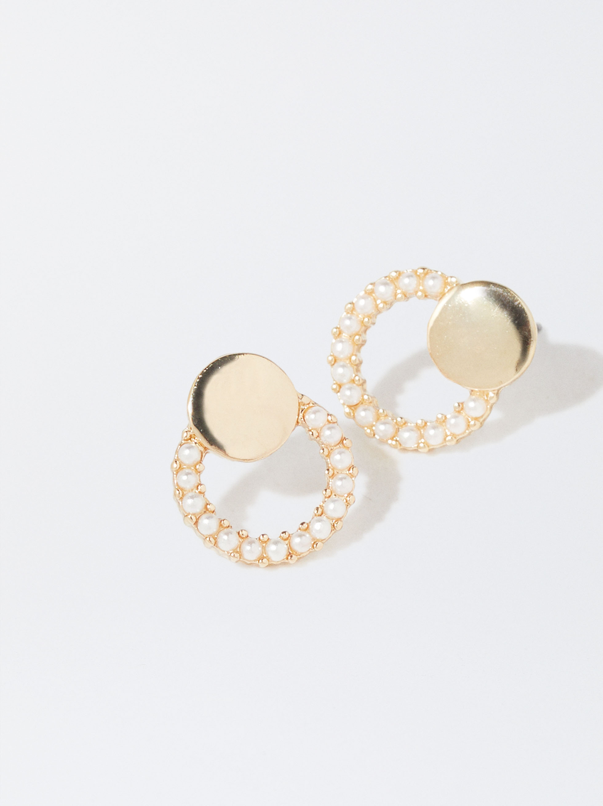 Golden Earrings With Pearls image number 1.0