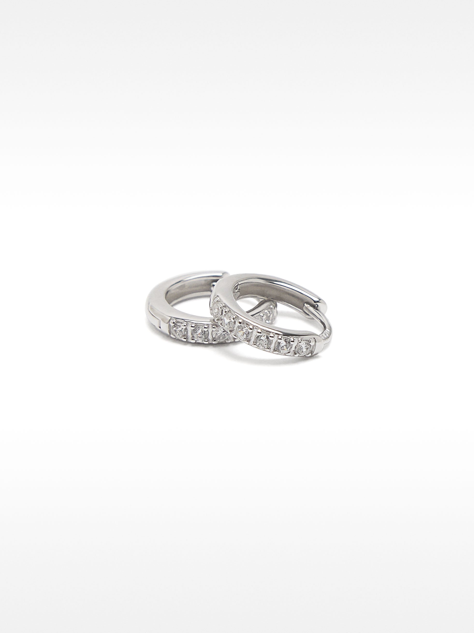 929 SILVER PERSONALISED HOOP EARRINGS WITH ZIRCONIAS image number 2.0