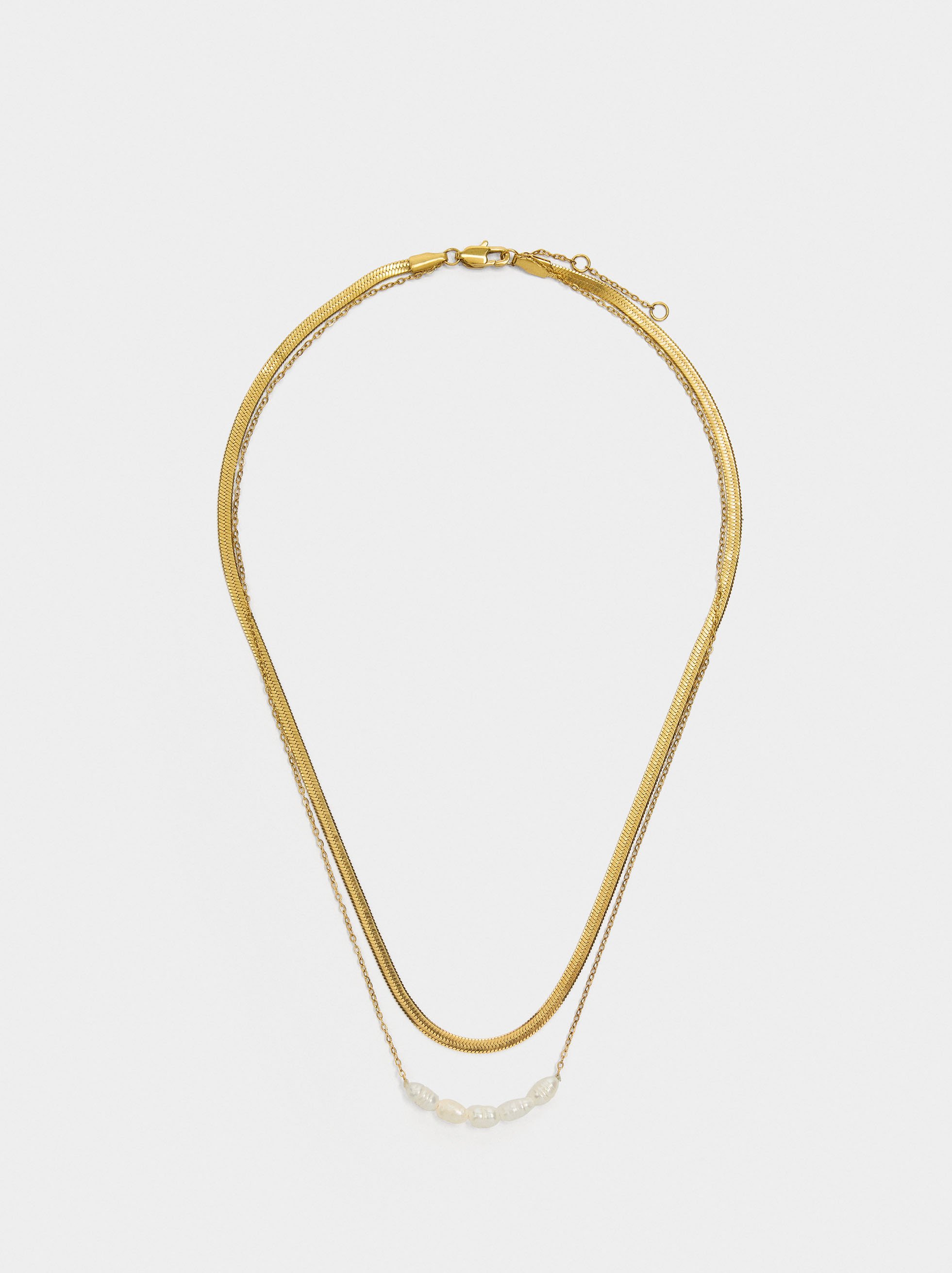 Set of freshwater pearl necklaces – stainless steel image number 0.0