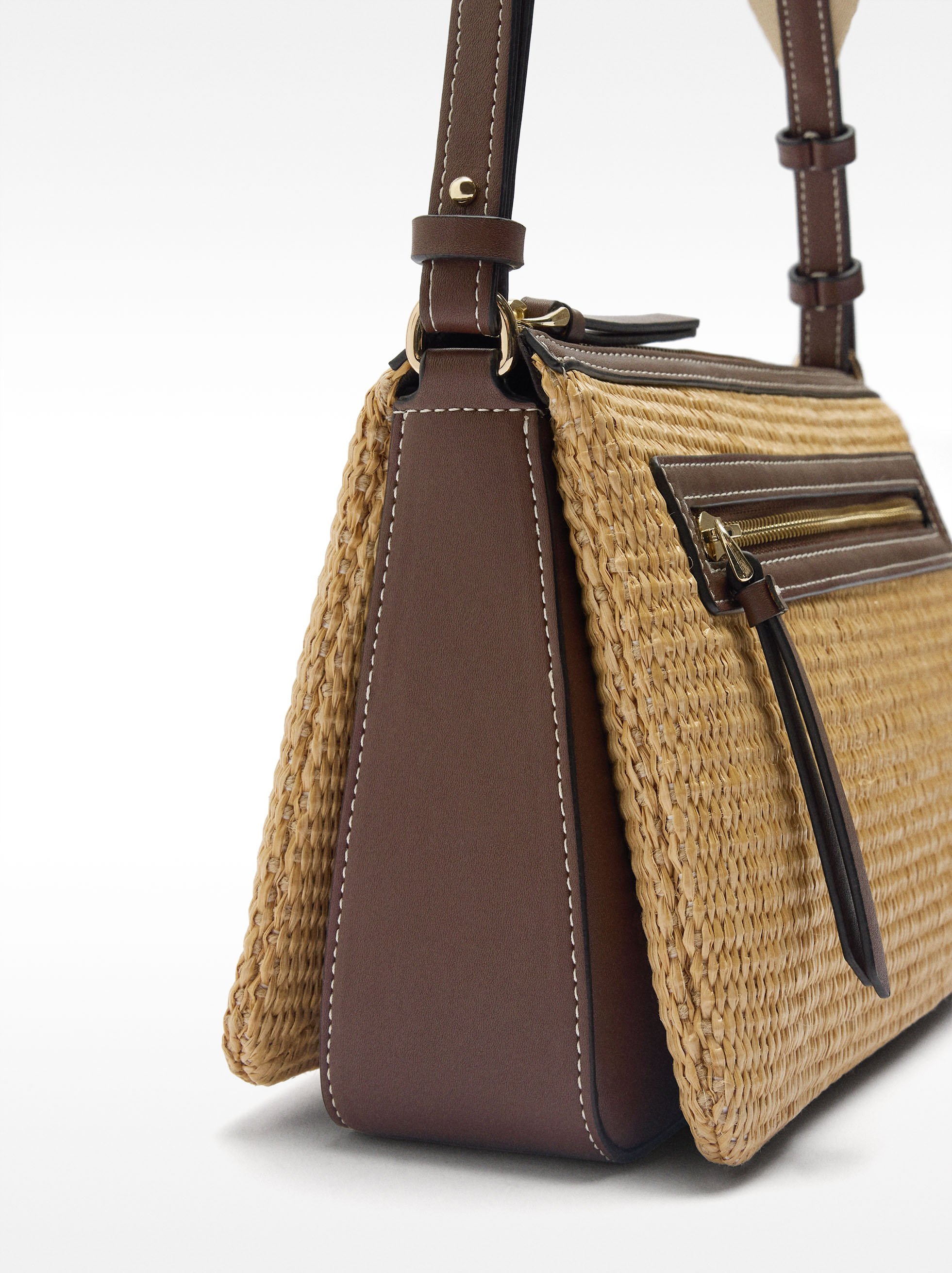 Crossbody bag with triple-effect straw image number 1.0