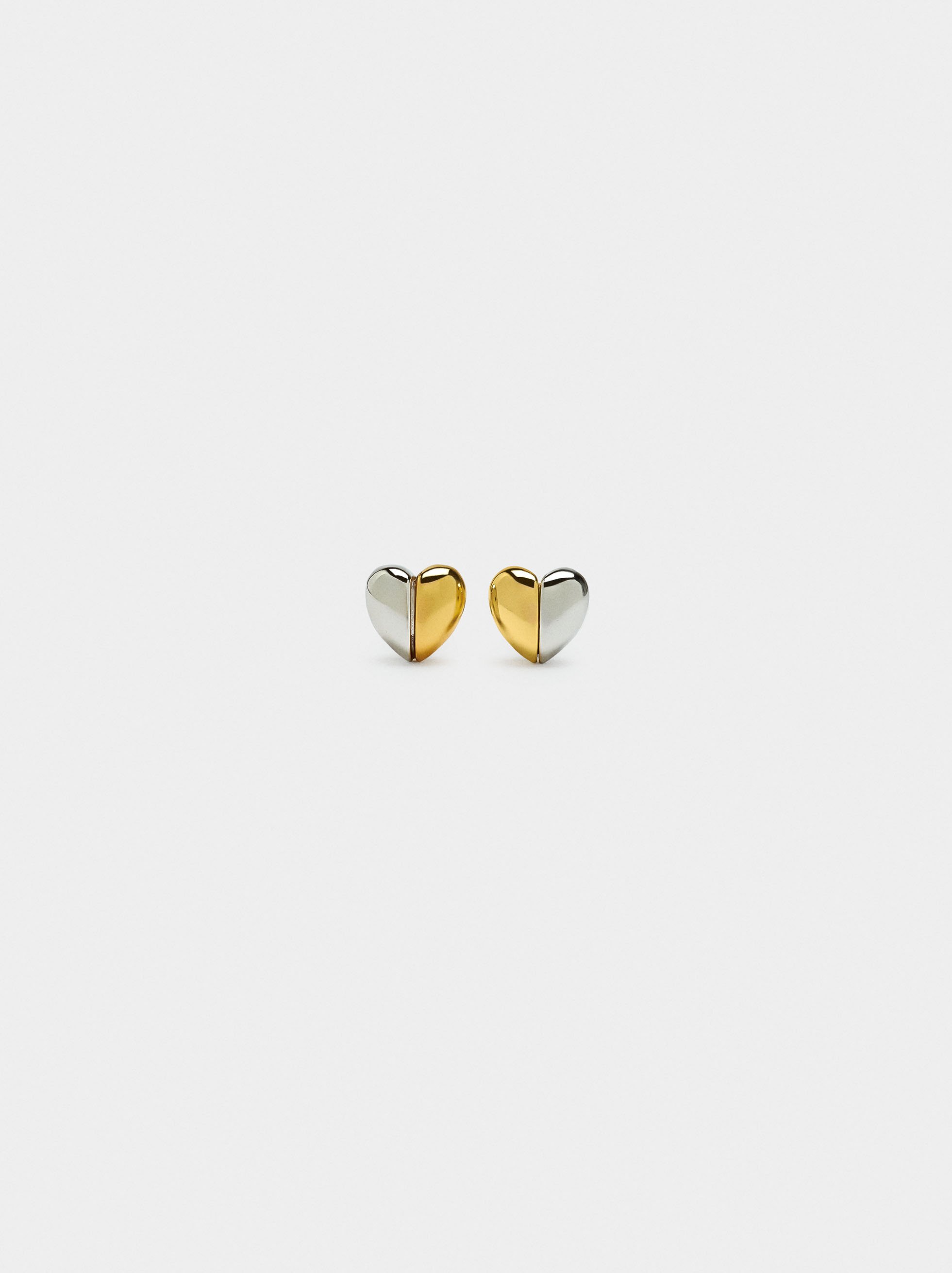 Bicolor heart earrings – 925 sterling silver image number 0.0