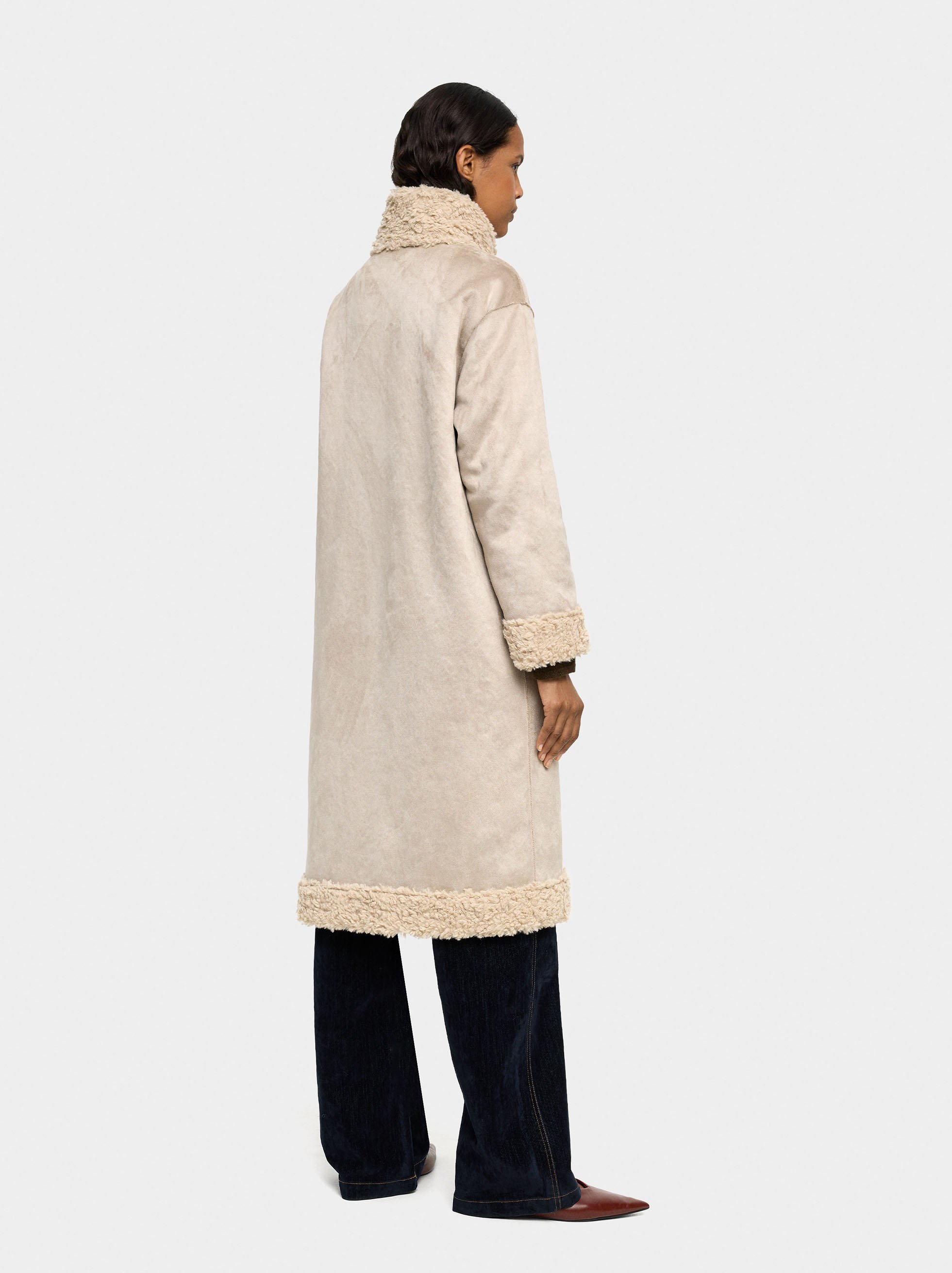 Abric llarg reversible d’efecte pell image number 3.0