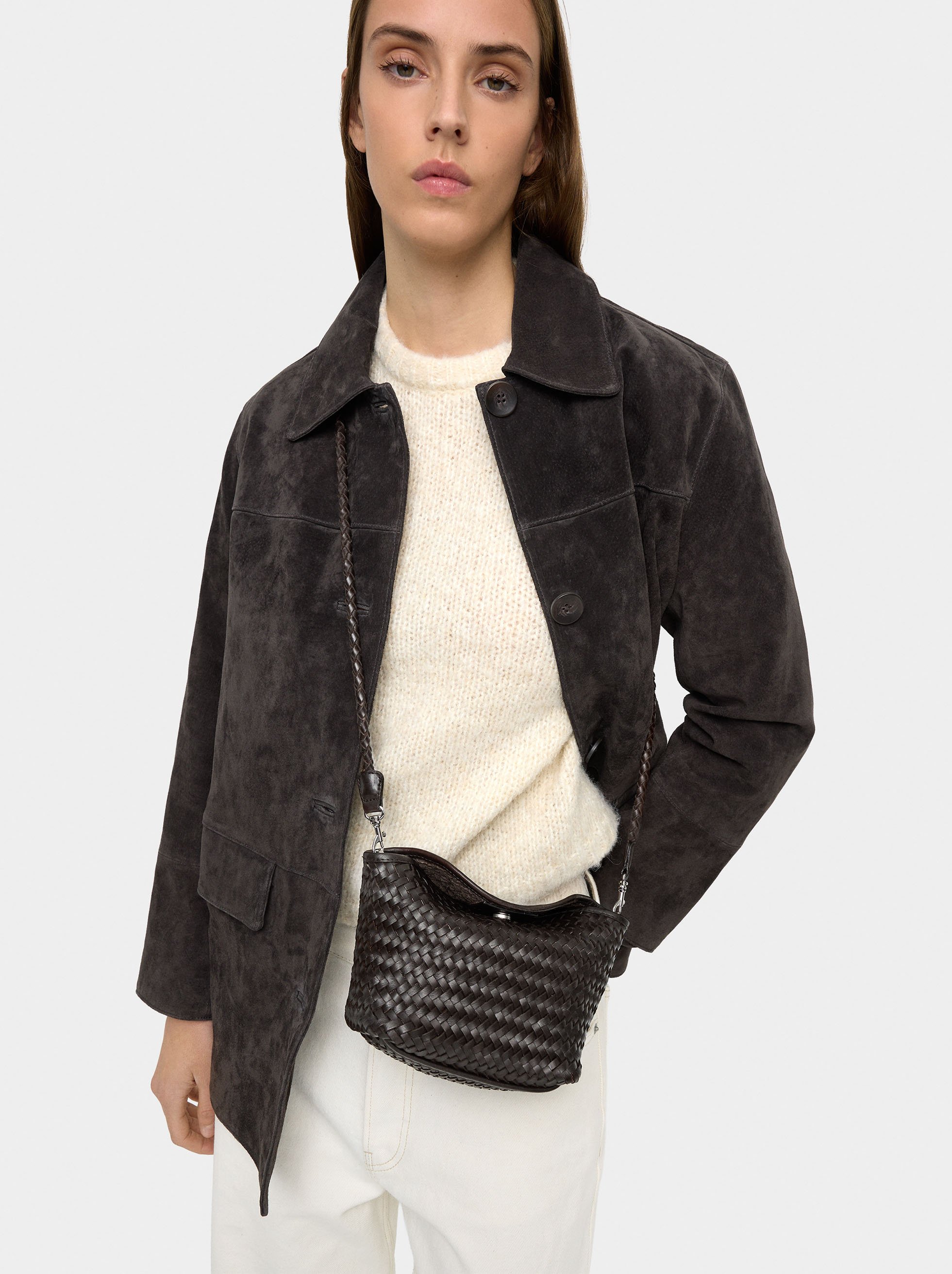 Braided leather crossbody bag image number 1.0