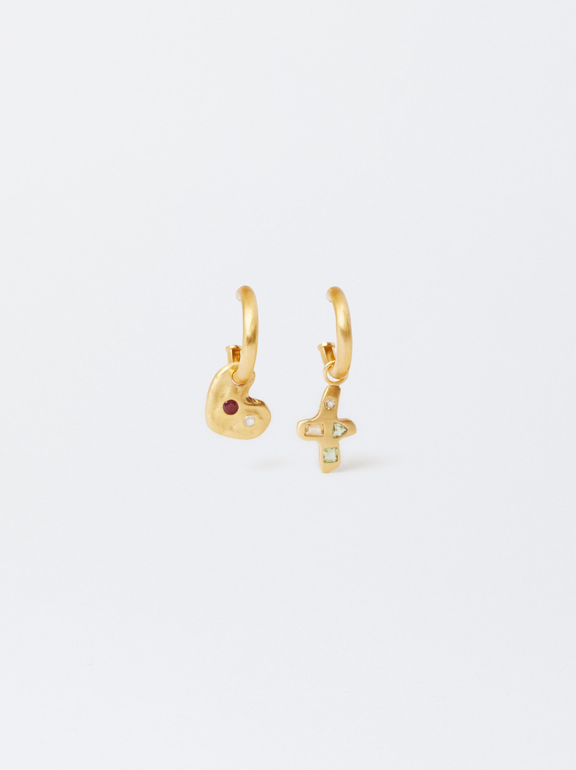 Matte Effect Gold-Plated Earrings 18k image number 0.0