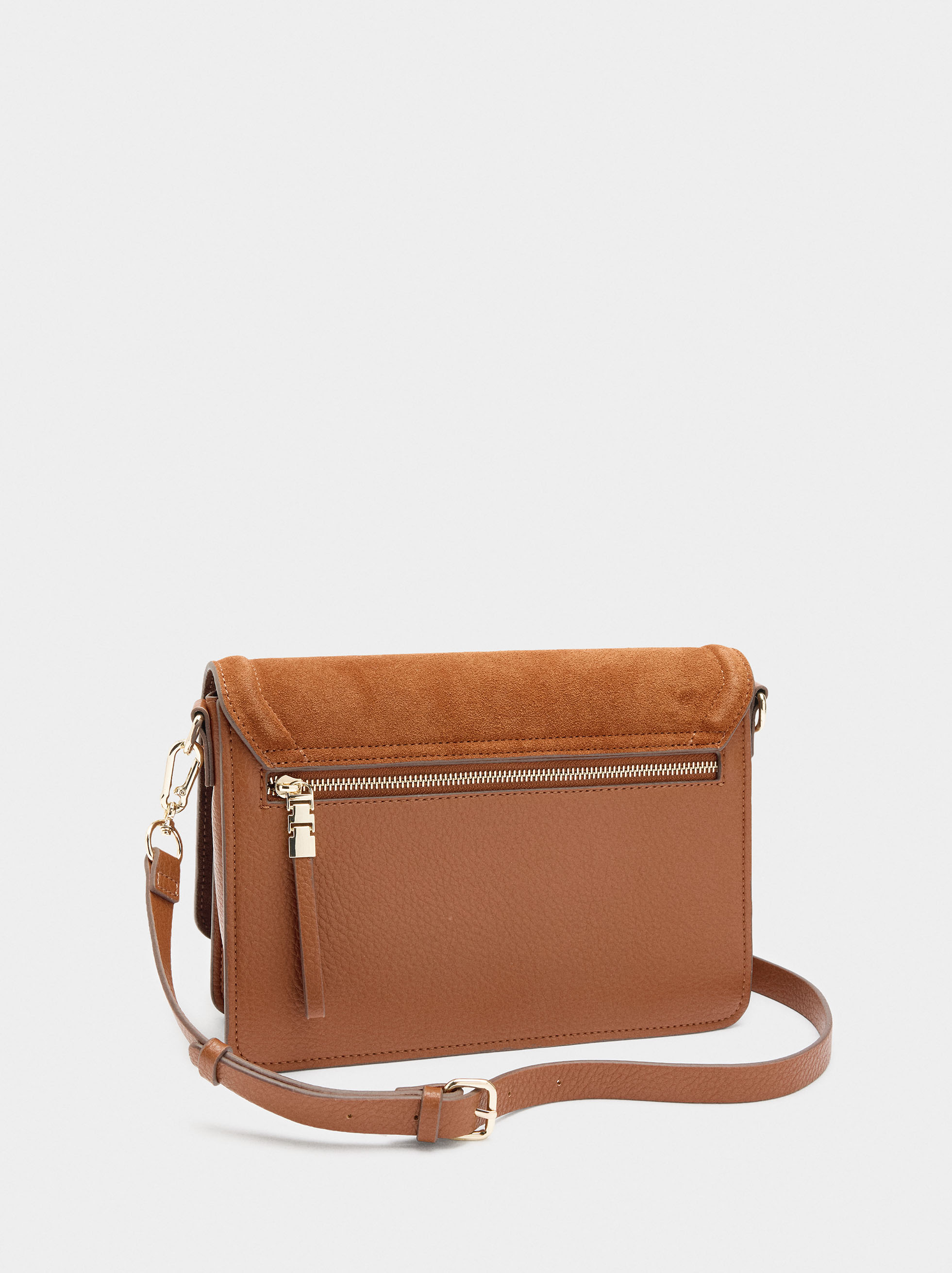 Crossbody bag with flap and leather details image number 3.0