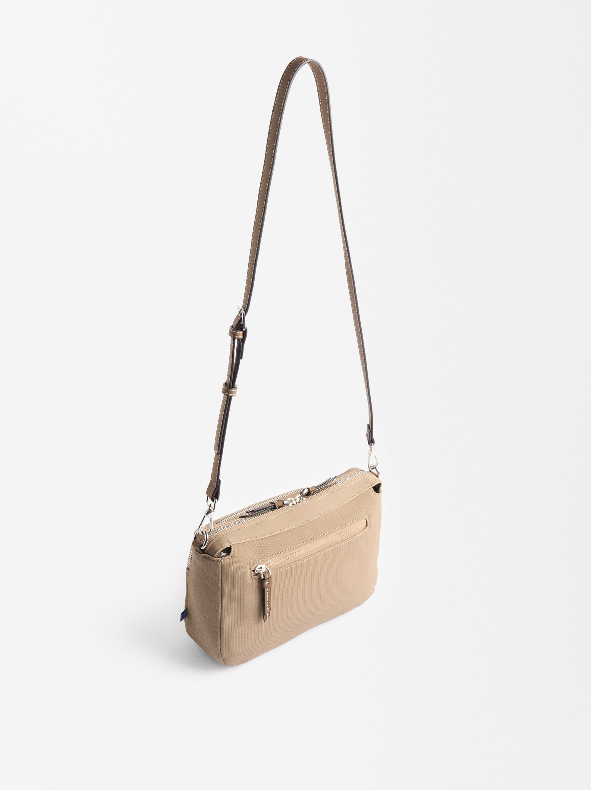 Basic crossbody bag, Taupe, hi-res