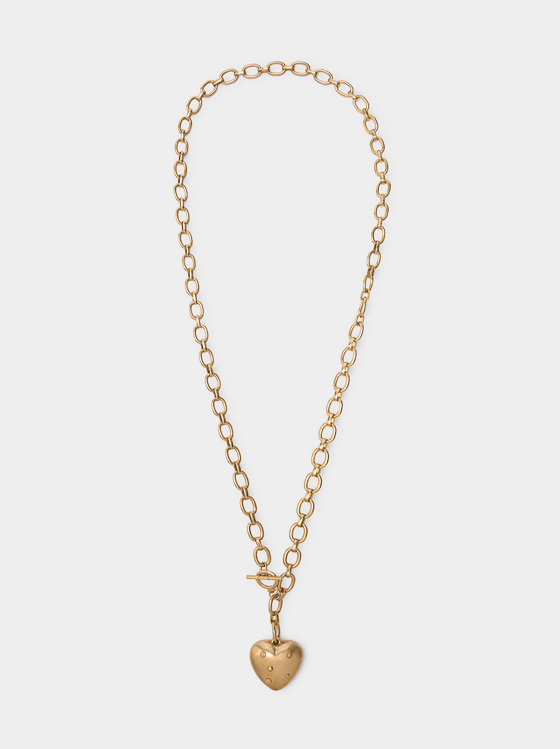 Long necklace of links with heart pendant image number 0.0