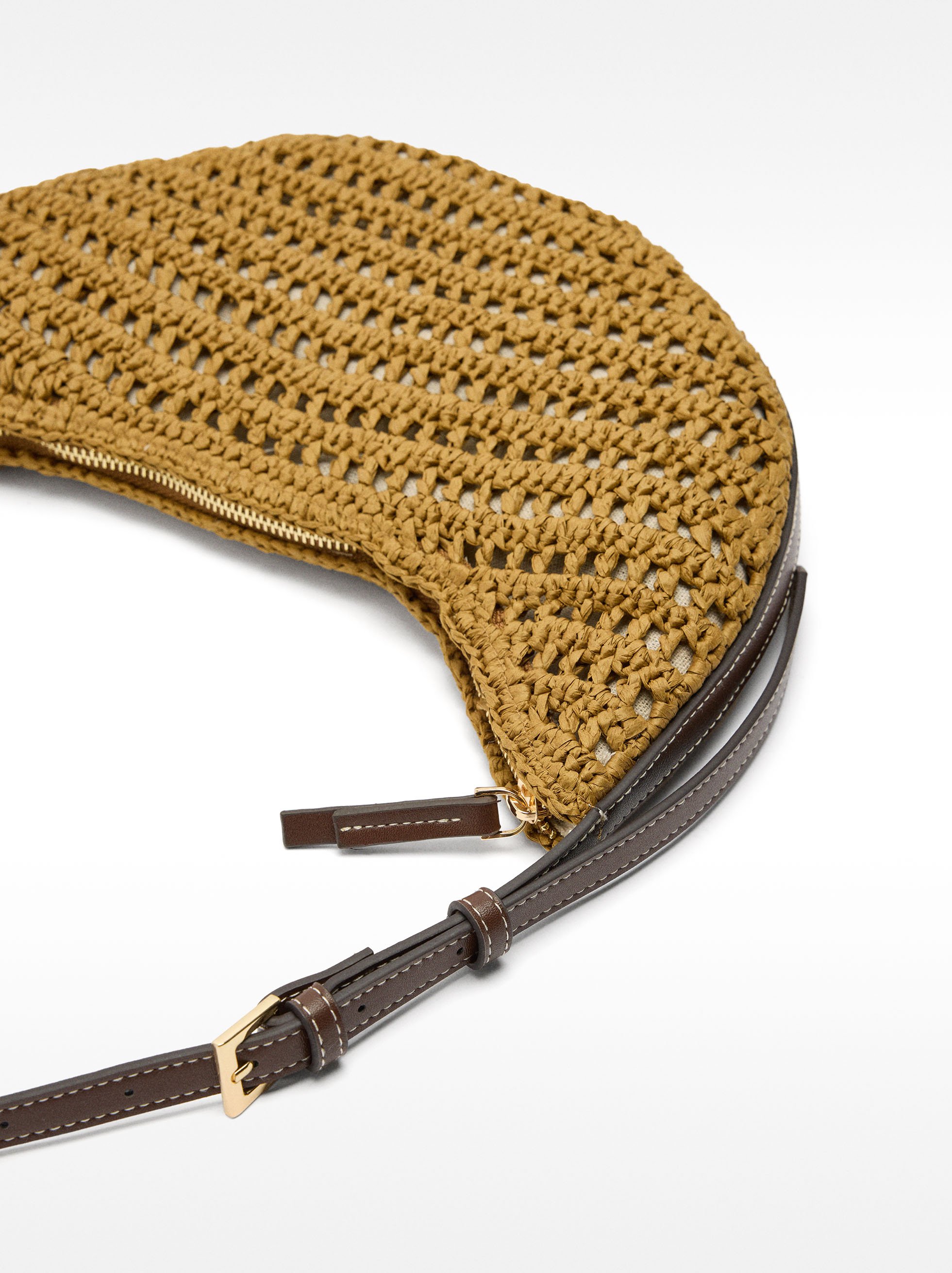 Straw-effect hobo shoulder bag image number 2.0