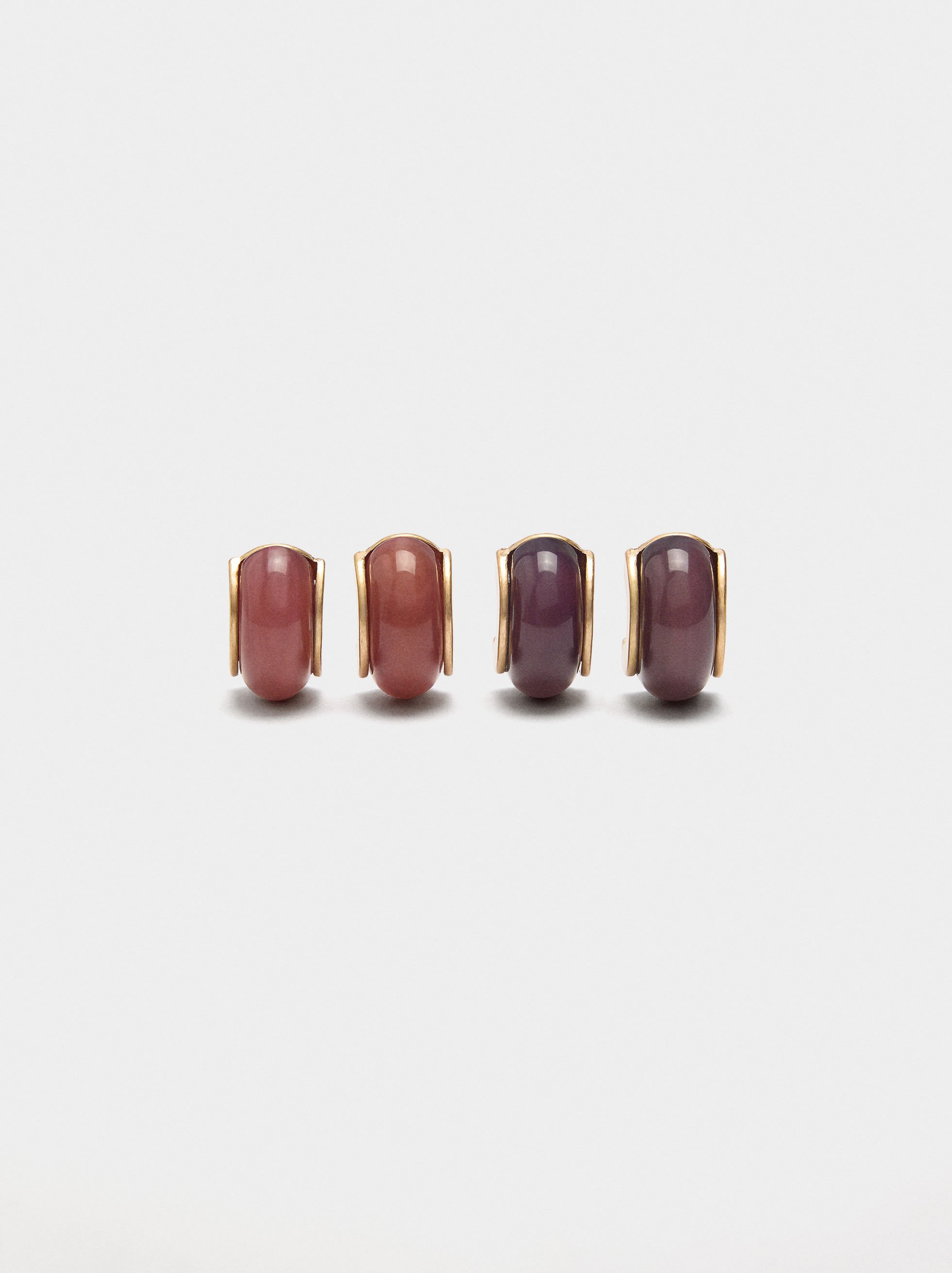Set of hoop earrings with stone effect image number 0.0