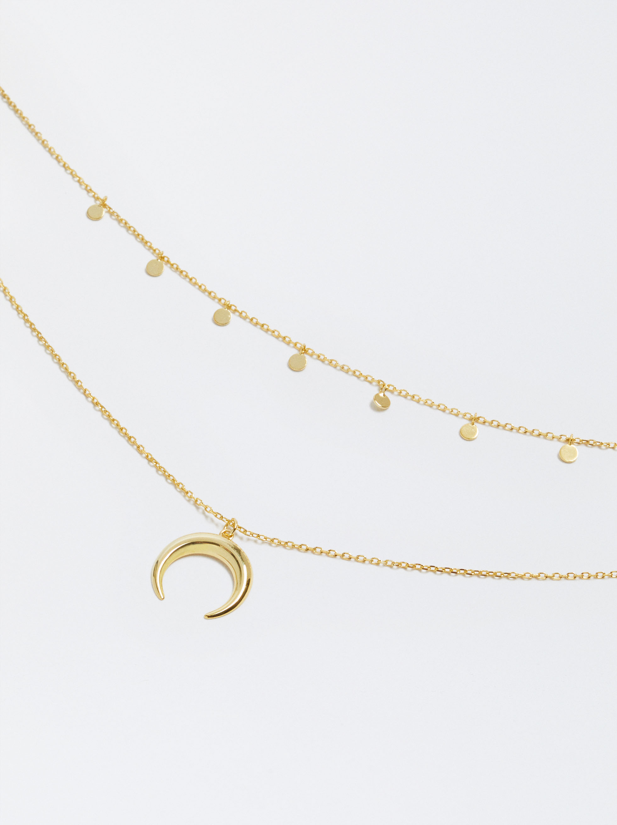 Short 925 silver necklace with horn pendant image number 1.0