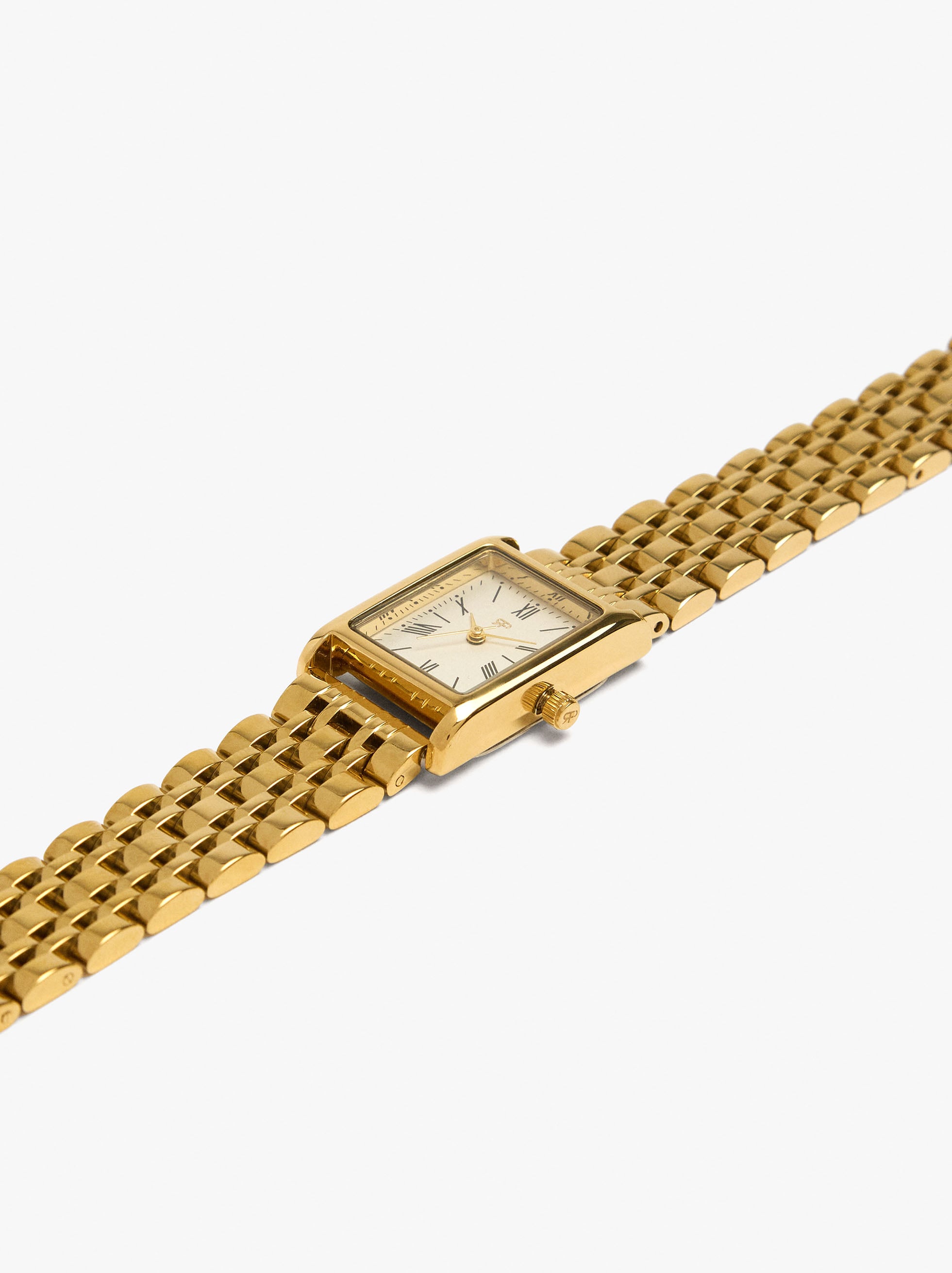 Reloj rectangular con pulsera de acero inoxidable image number 3.0