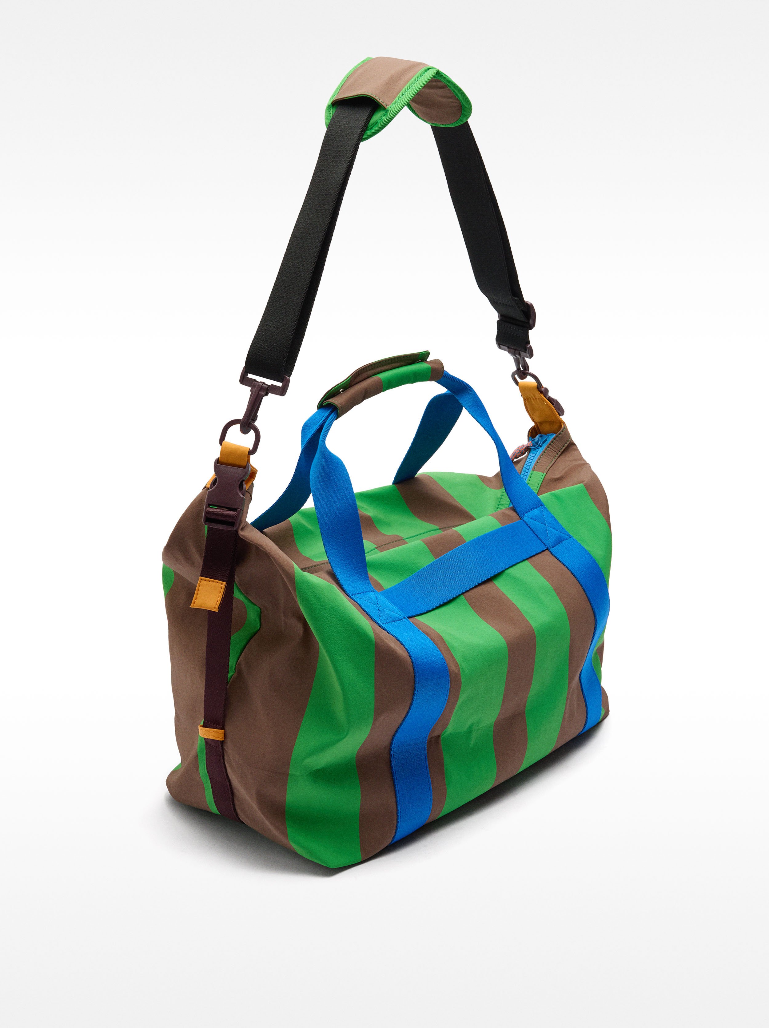 Gestreifte Nylon-Wochenendtasche image number 1.0