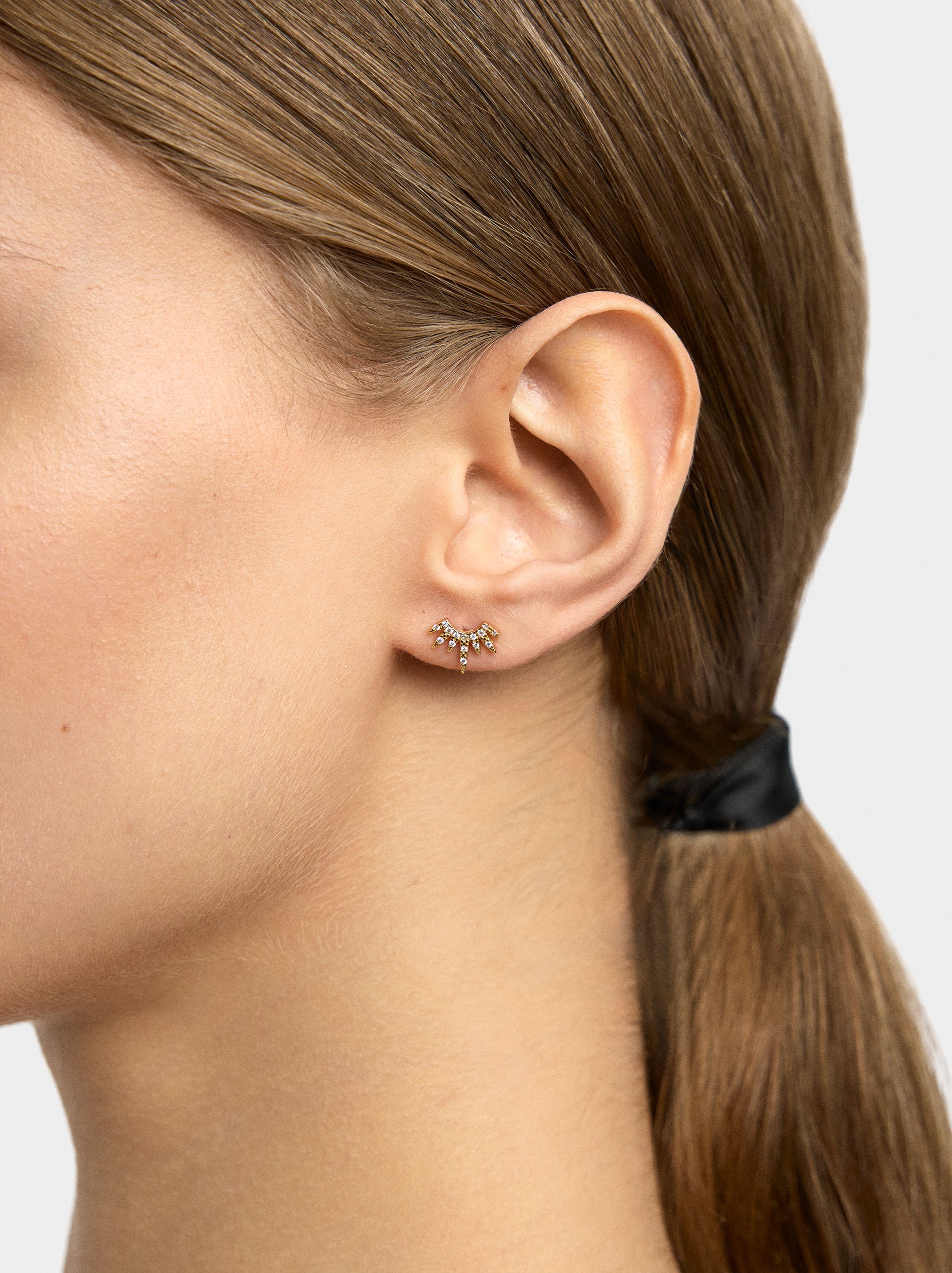 Boucles d’oreilles couronne avec zirconiums - argent sterling 925 image number 1.0