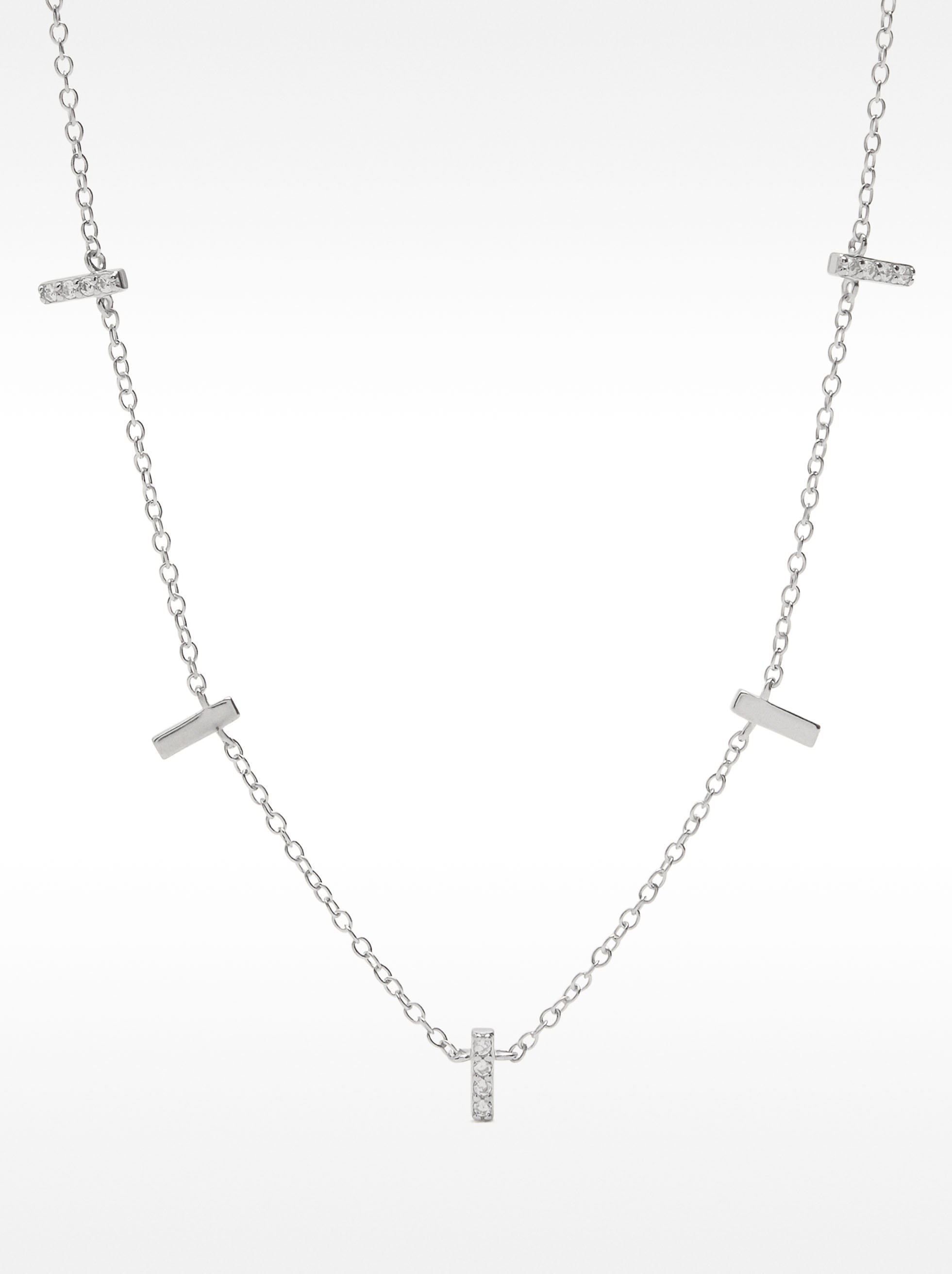 Necklace with bars and zirconia – 925 sterling silver image number 0.0