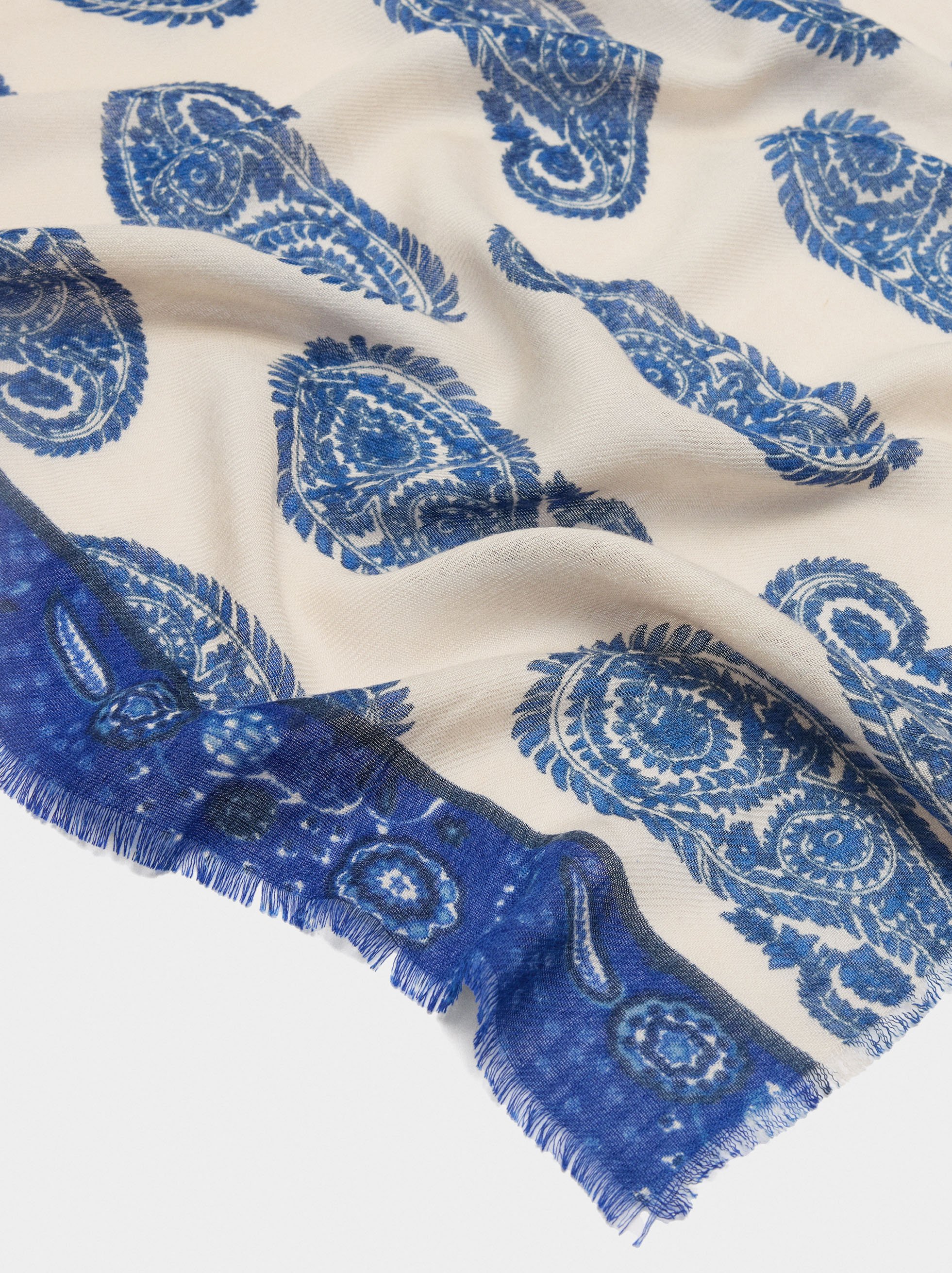 Printed scarf with wool blend image number 1.0