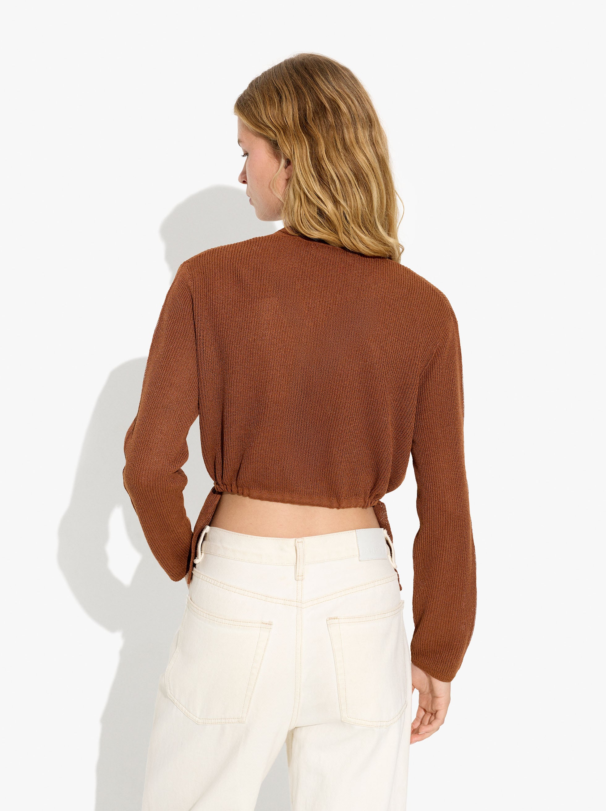 Knit cardigan with adjustable drawstring image number 3.0