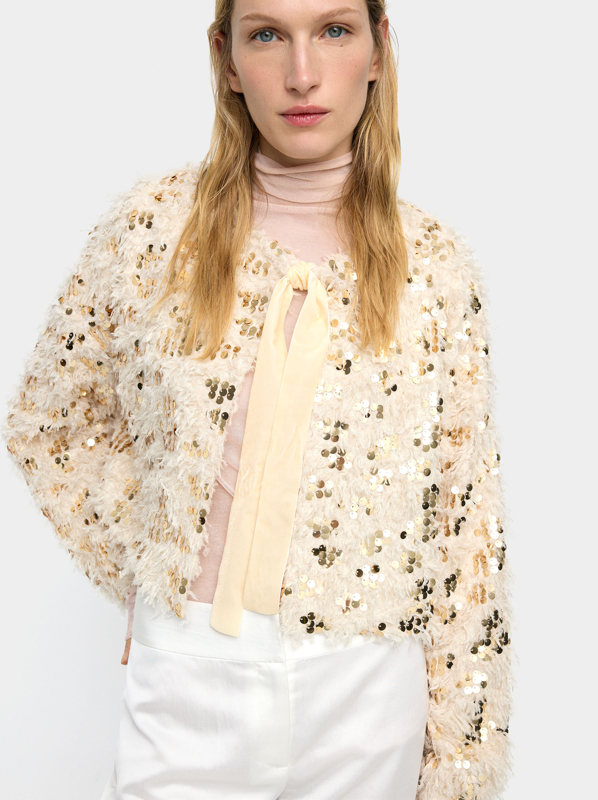 Voluminous cardigan with sequins image number 2.0