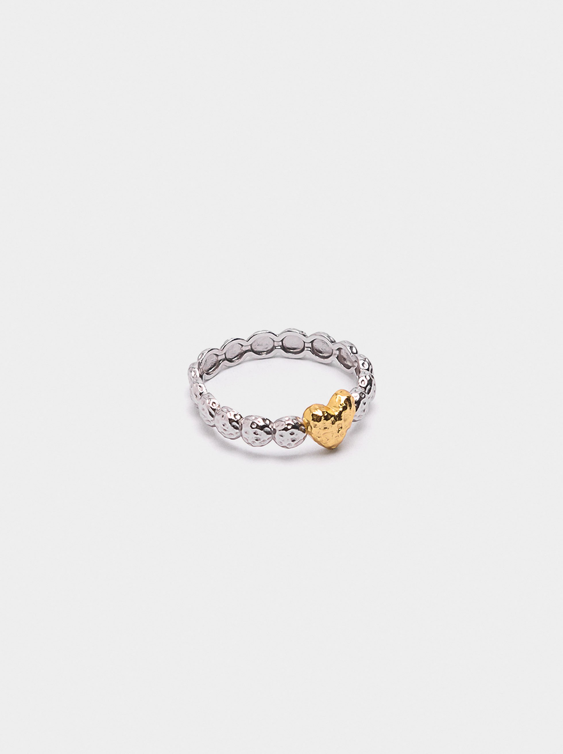 Bicolor ring with heart - 925 sterling silver image number 2.0