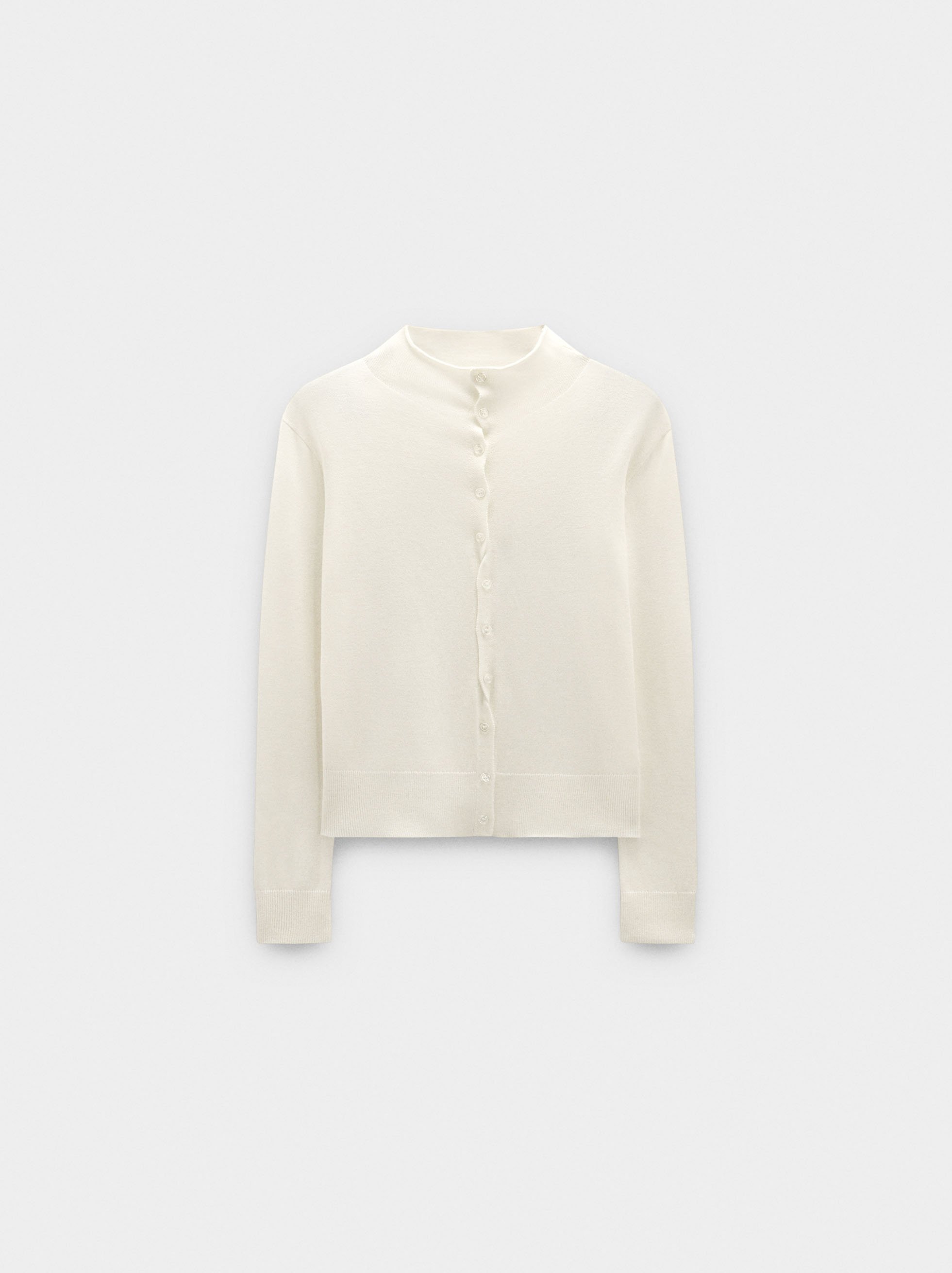 Knit mesh cardigan with high neck image number 5.0