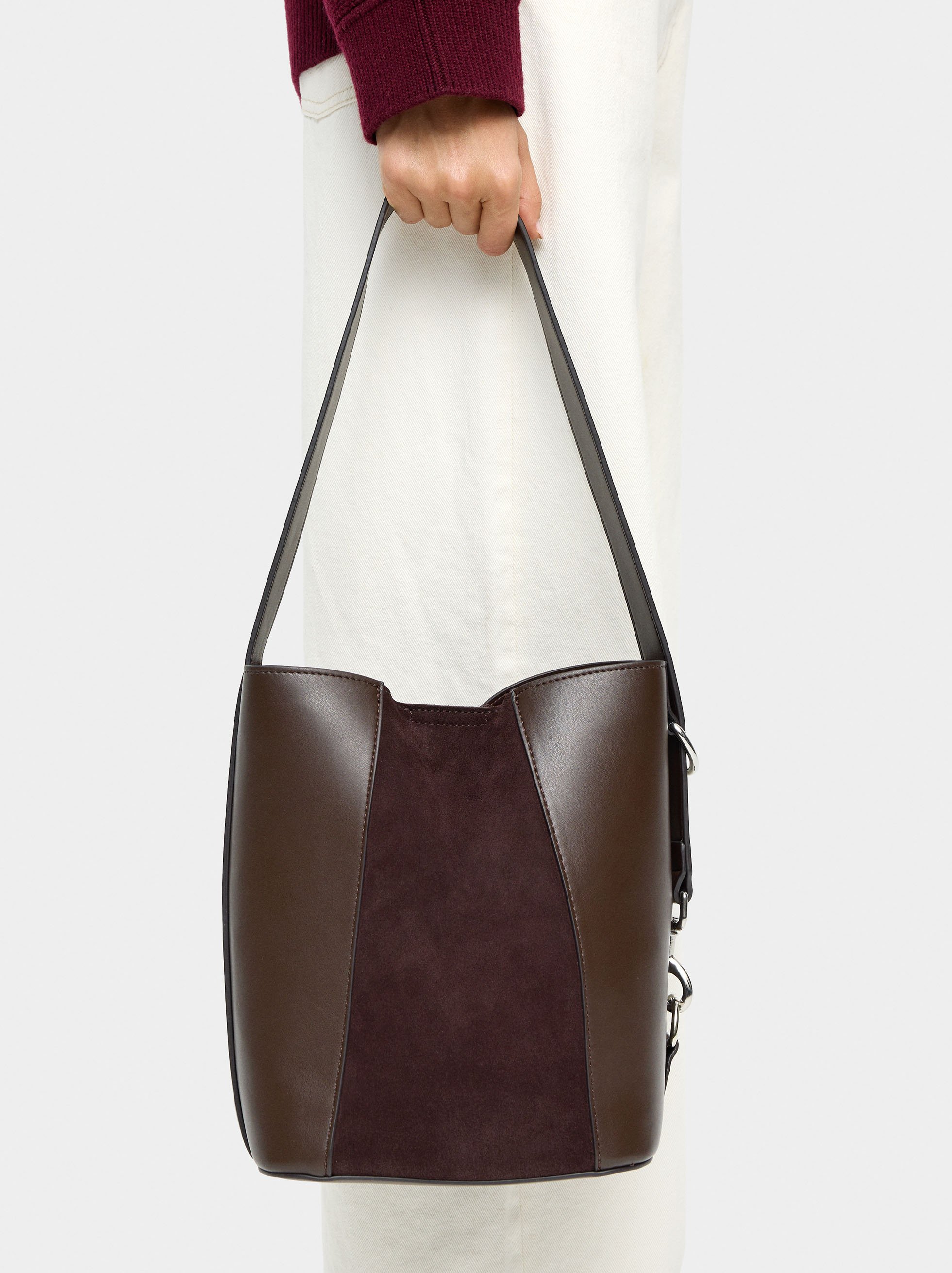Sac seau avec des détails en cuir image number 1.0