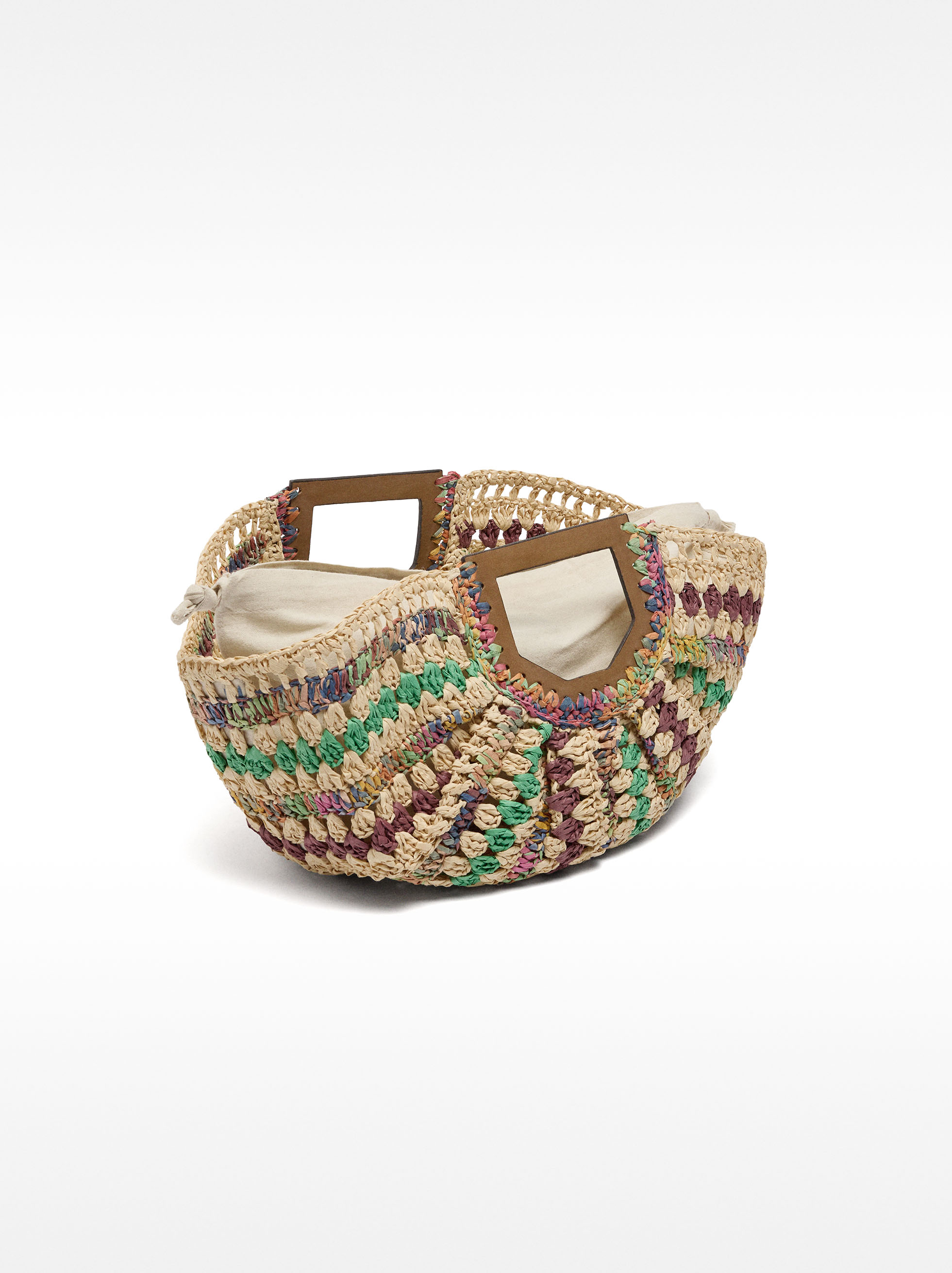 Handbag with multicolor straw effect image number 3.0