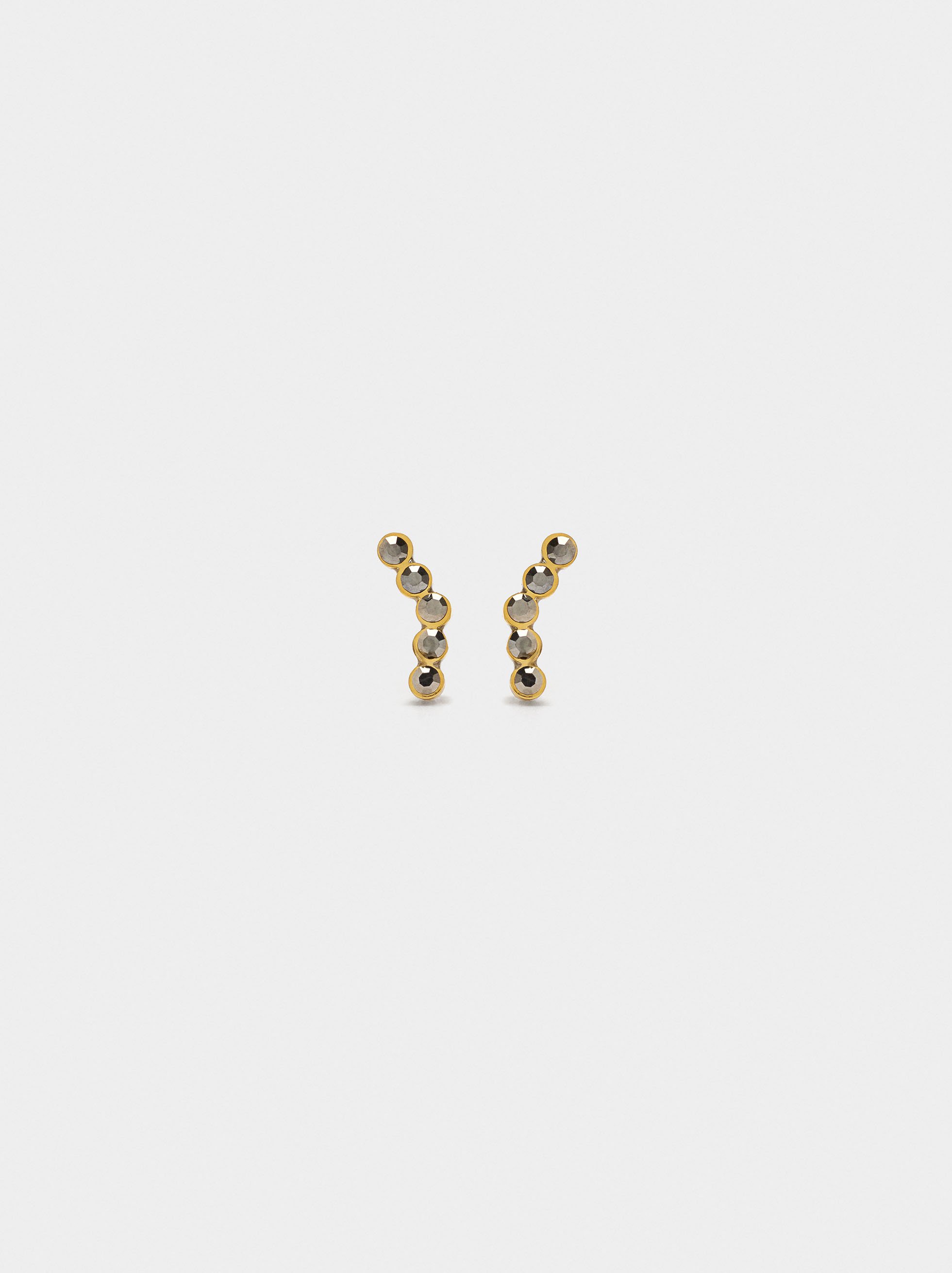 Short earrings with crystals - stainless steel image number 0.0